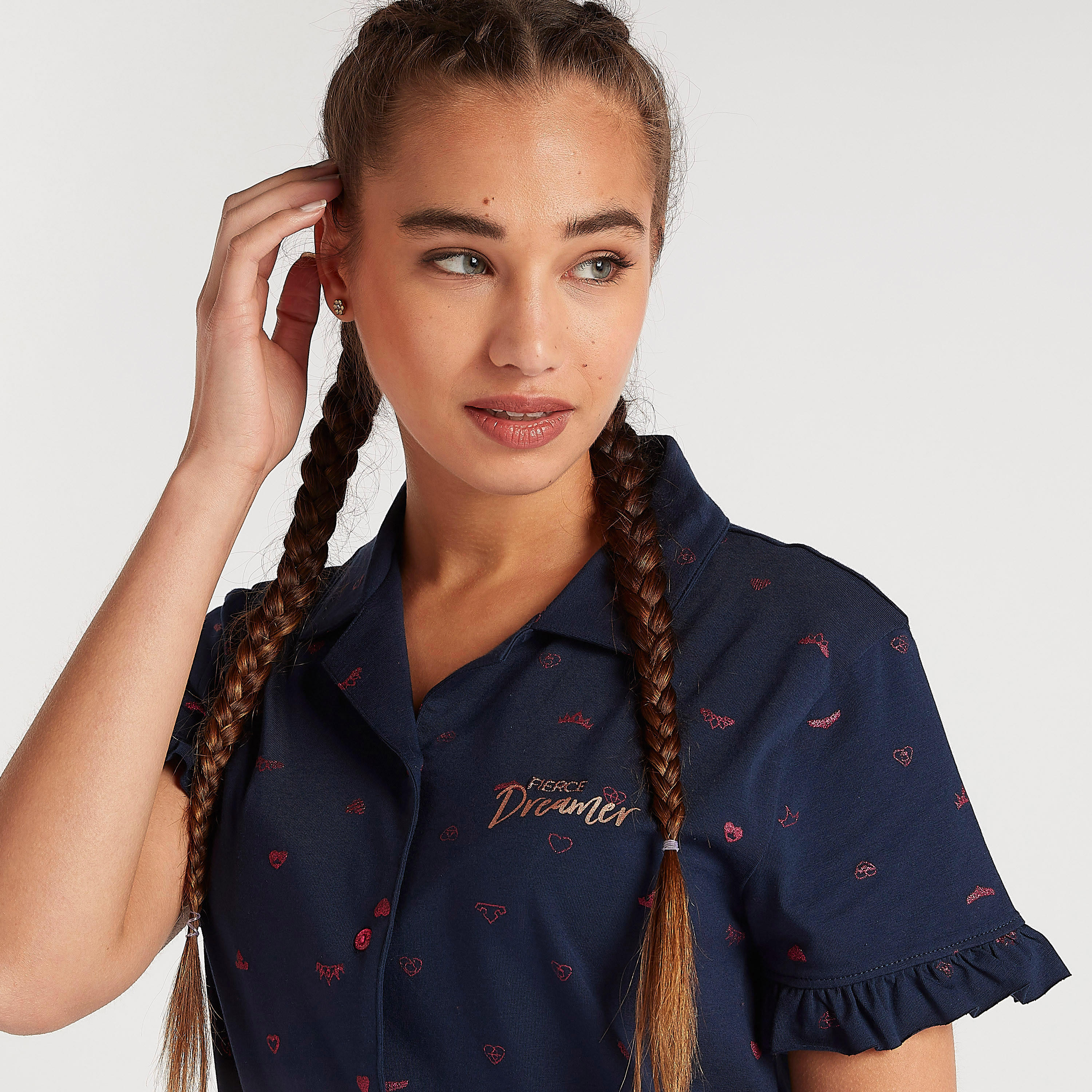 طقم بنطلون بيجاما وقميص بأكمام قصيرة وطبعات-women-clothing-nightwear-pyjamas-longsets-image-3