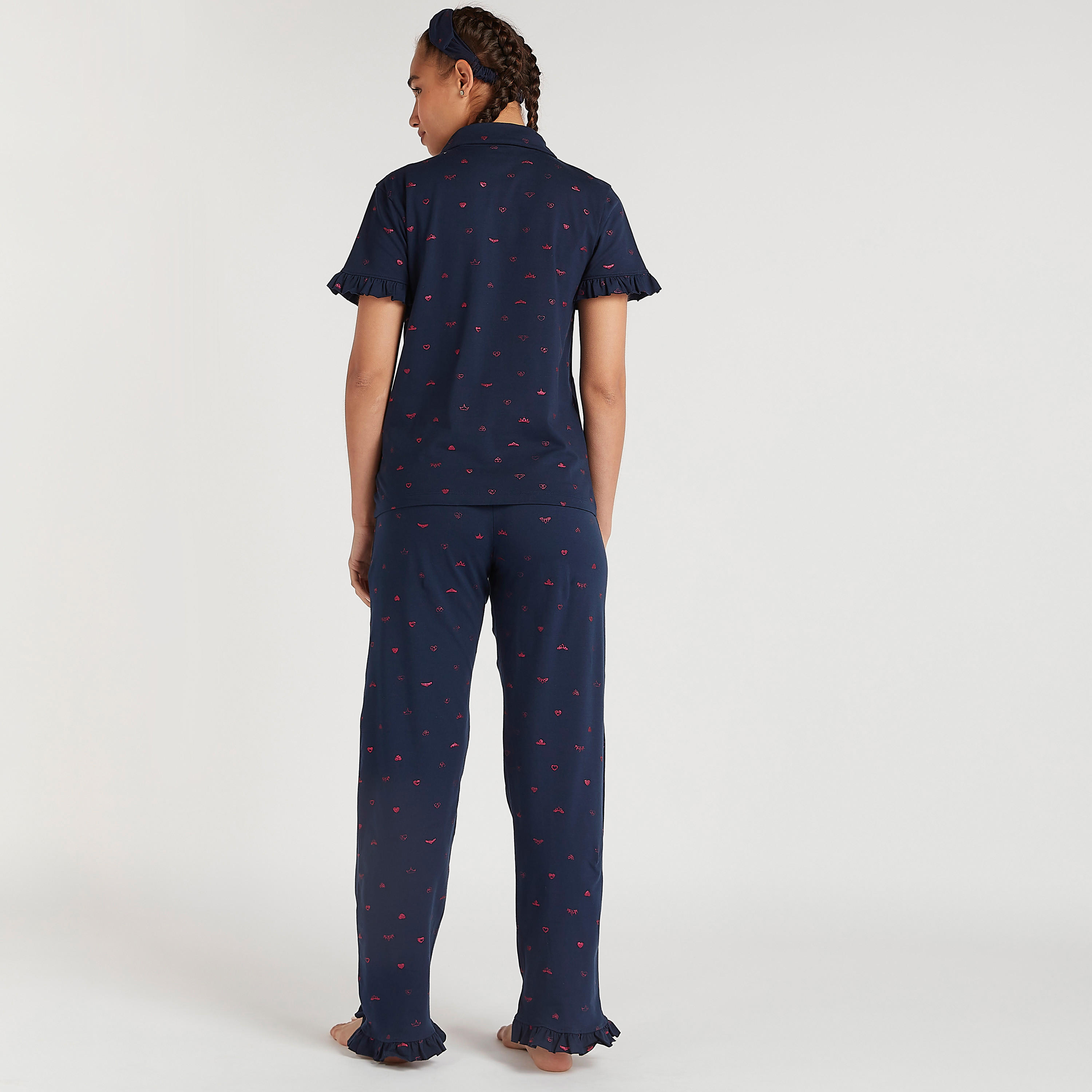 طقم بنطلون بيجاما وقميص بأكمام قصيرة وطبعات-women-clothing-nightwear-pyjamas-longsets-image-4