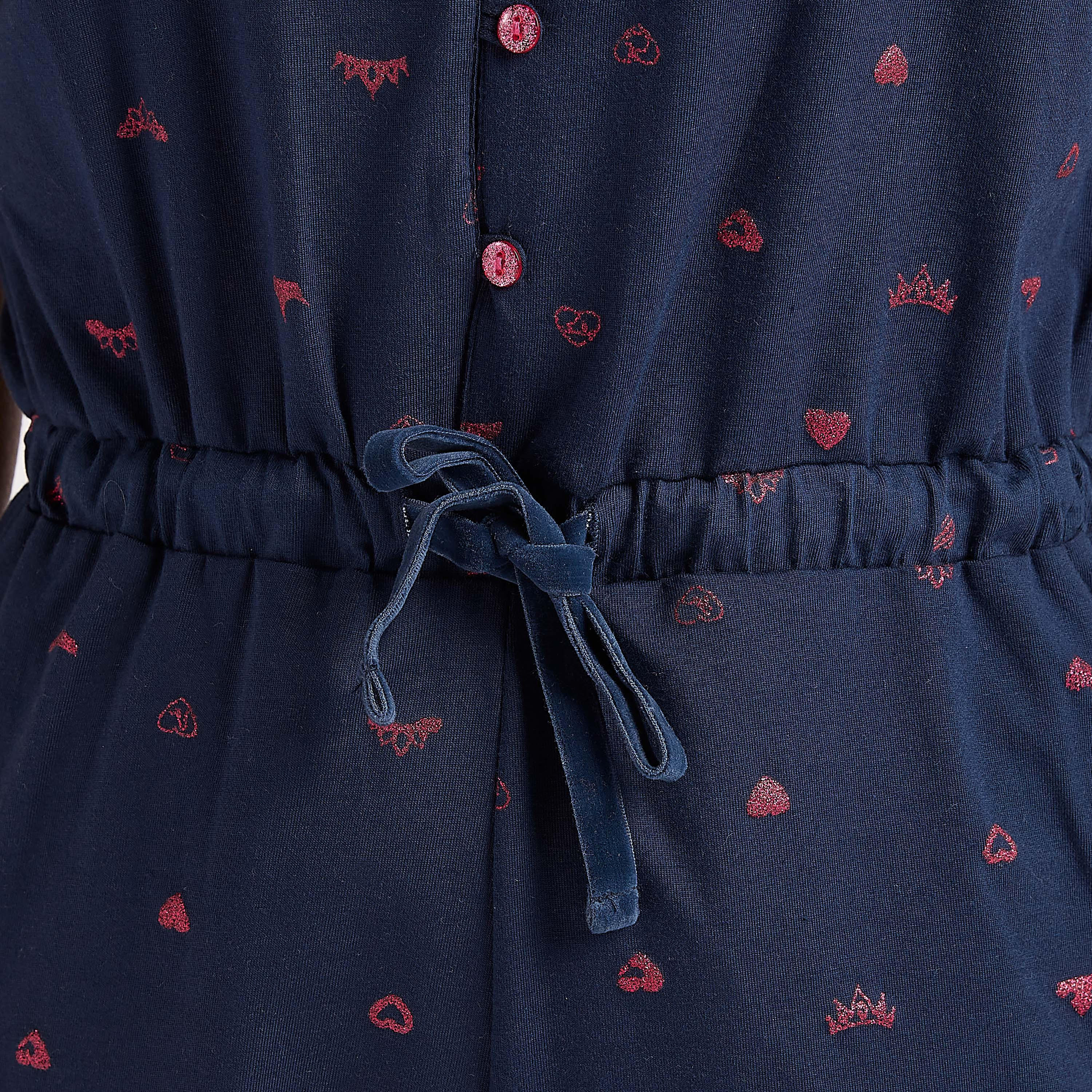 بلاي سوت بطبعات وياقة عميقة وخصر برباط-women-clothing-nightwear-nighties-image-2