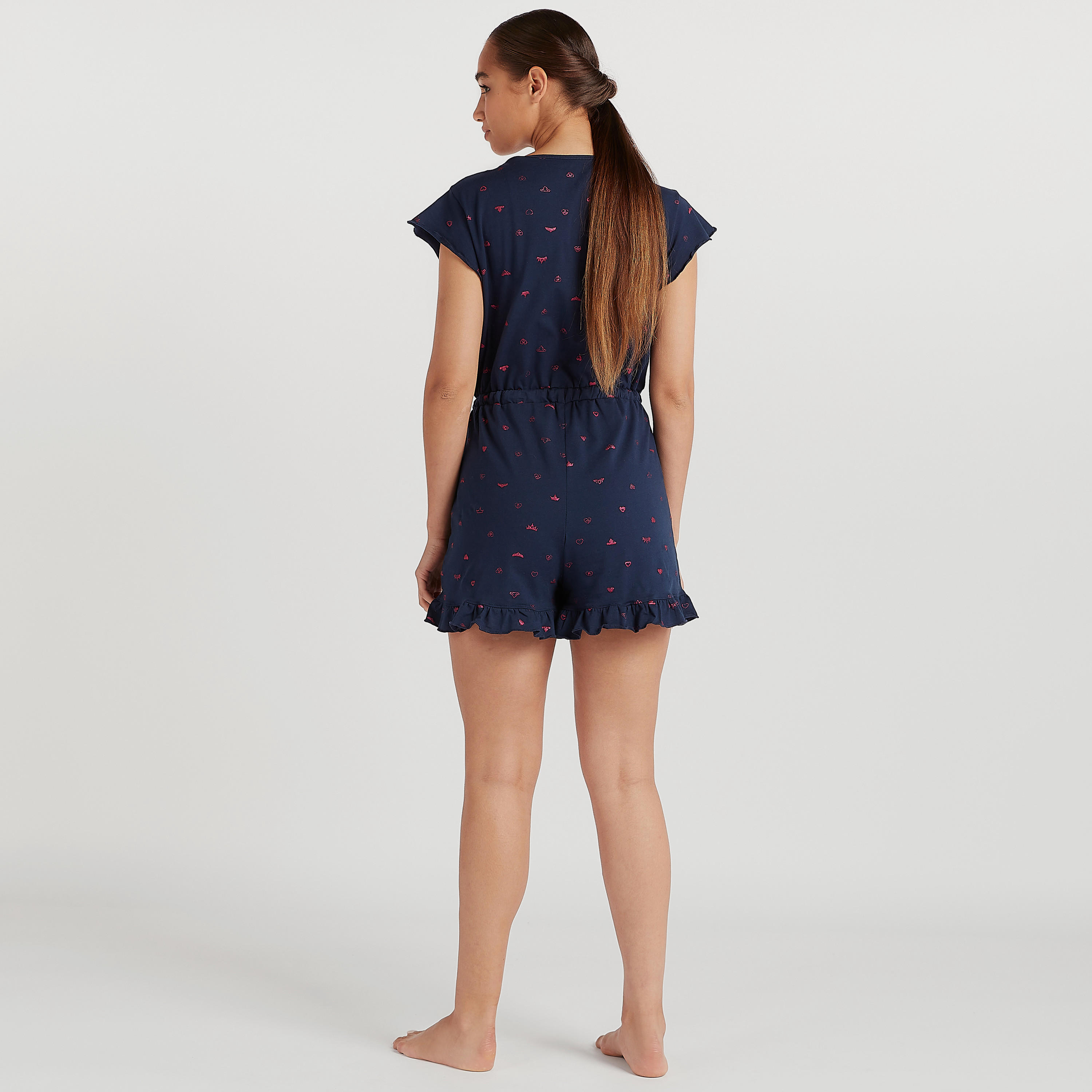بلاي سوت بطبعات وياقة عميقة وخصر برباط-women-clothing-nightwear-nighties-image-1