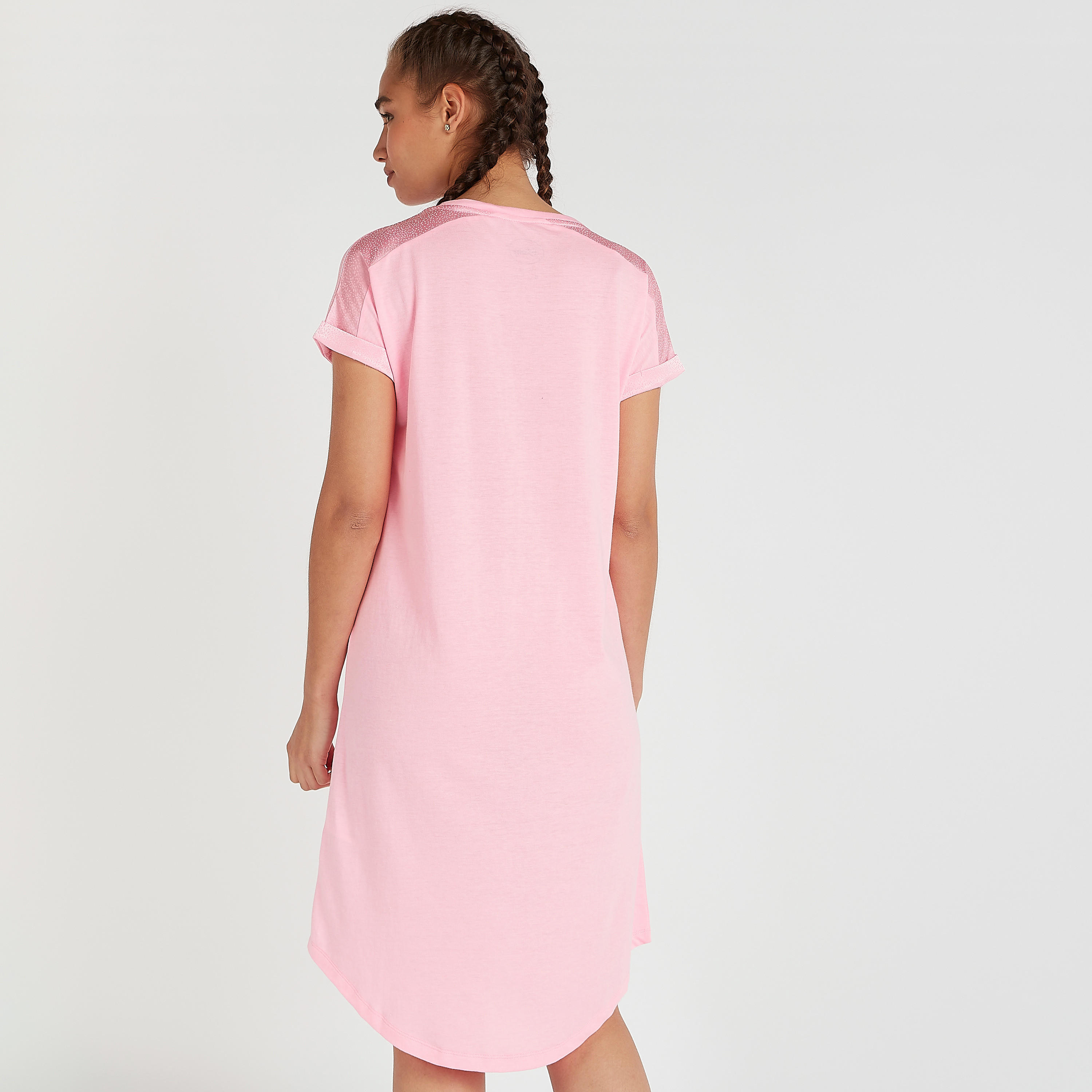 Printed Round Neck Sleepshirt with Short Sleeves-women-clothing-nightwear-nighties-image-4