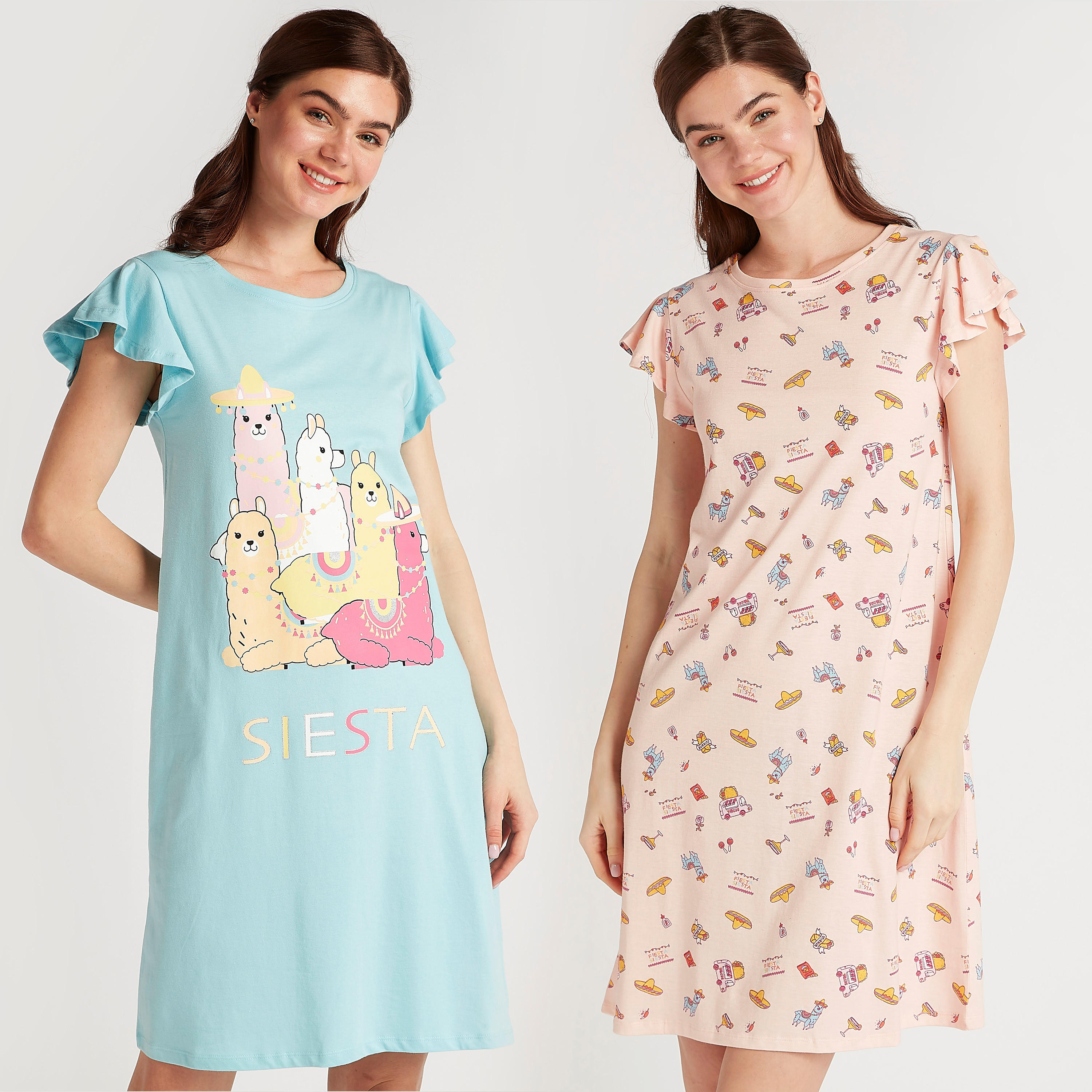 Printed 2-Piece Sleepshirt Set-women-clothing-nightwear-nighties-image-1