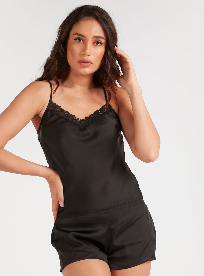 قميص نوم دون أكمام بتفاصيل دانتيل - طقم من قطعتين متنوعتين-women-clothing-nightwear-nighties-image-10