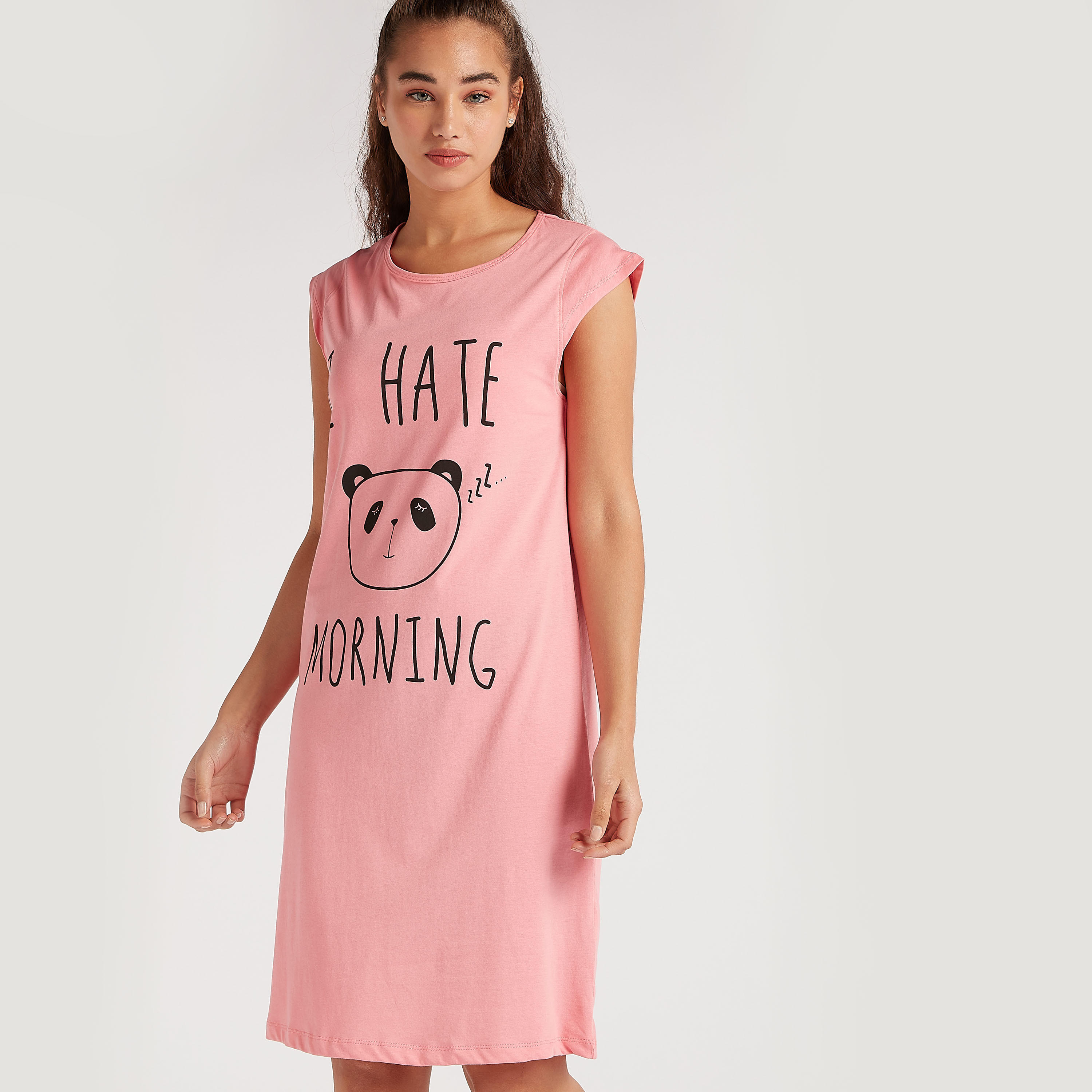 طقم ملابس نوم 3 قطع بطبعات باندا-women-clothing-nightwear-nighties-image-3