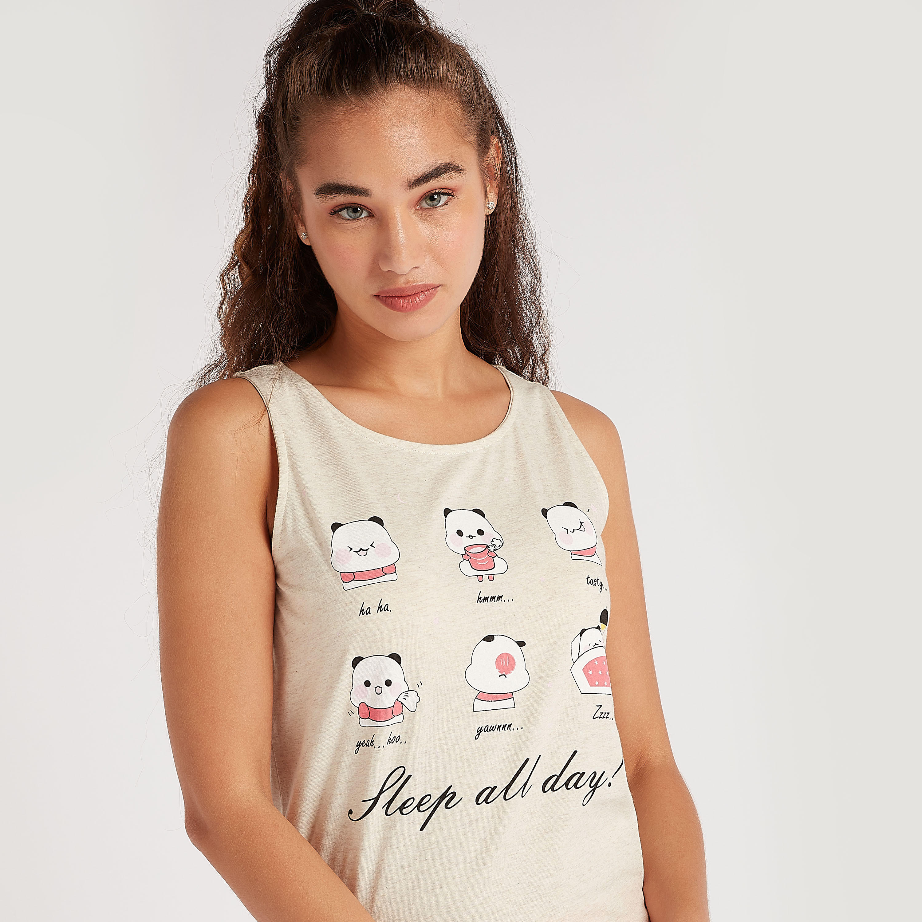 طقم ملابس نوم 3 قطع بطبعات باندا-women-clothing-nightwear-nighties-image-6