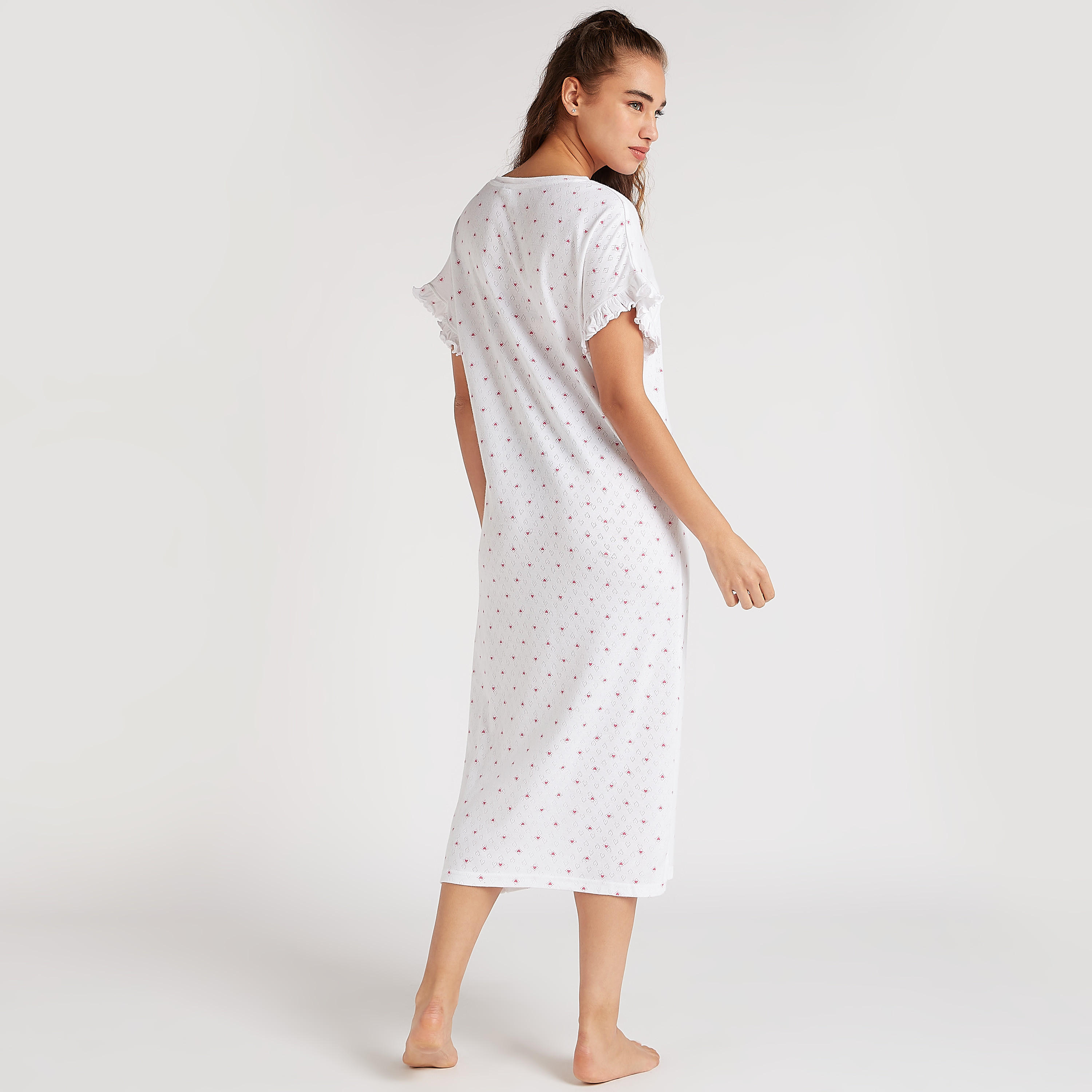 قميص نوم بوينتيل بحوّاف كشكش وطبعات قلب-women-clothing-nightwear-nighties-image-5