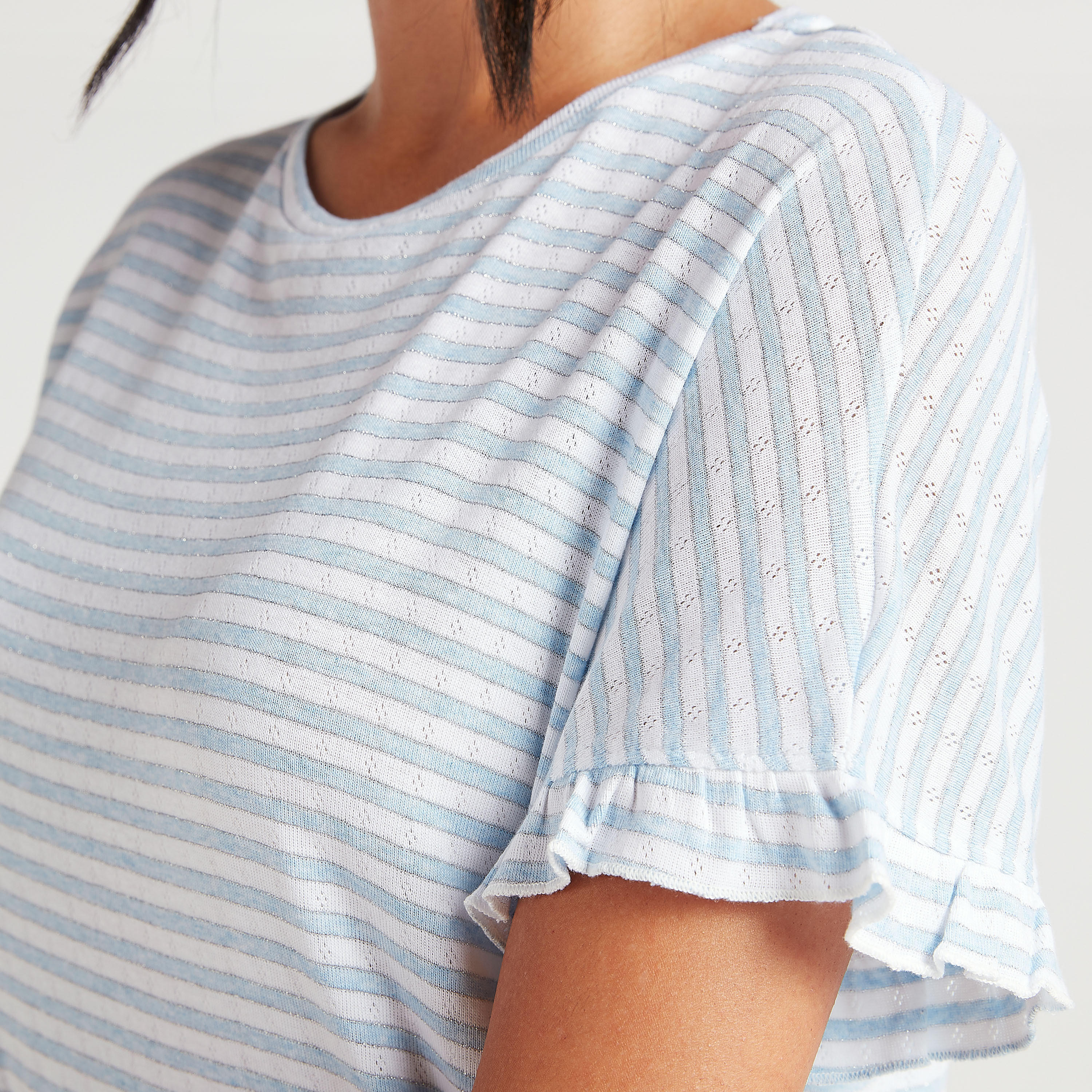 قميص نوم بوينتل مخطط بحافة مكشكشة-women-clothing-nightwear-nighties-image-3