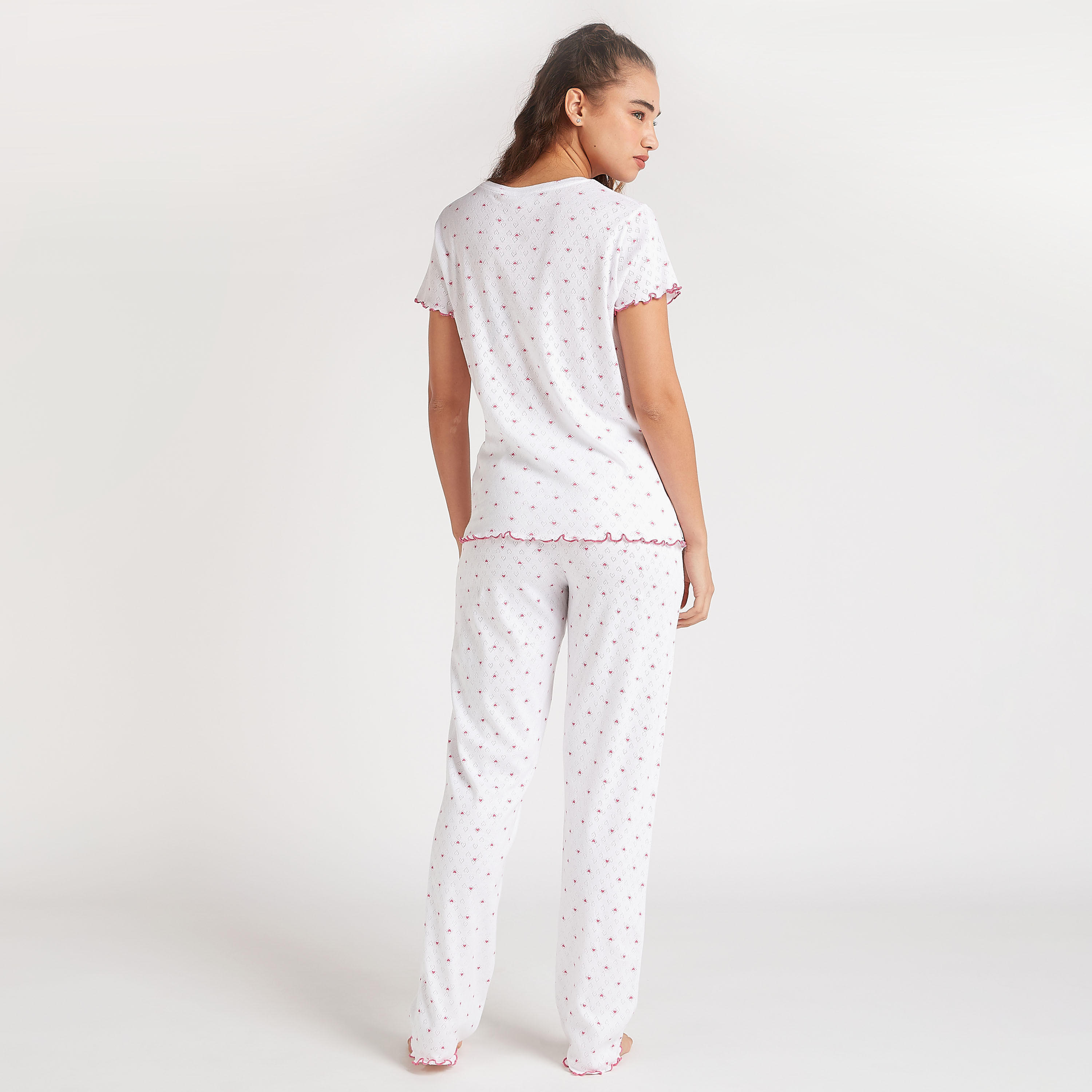 Heart Print T-shirt and Full Length Pyjama Set-women-clothing-nightwear-pyjamas-longsets-image-4