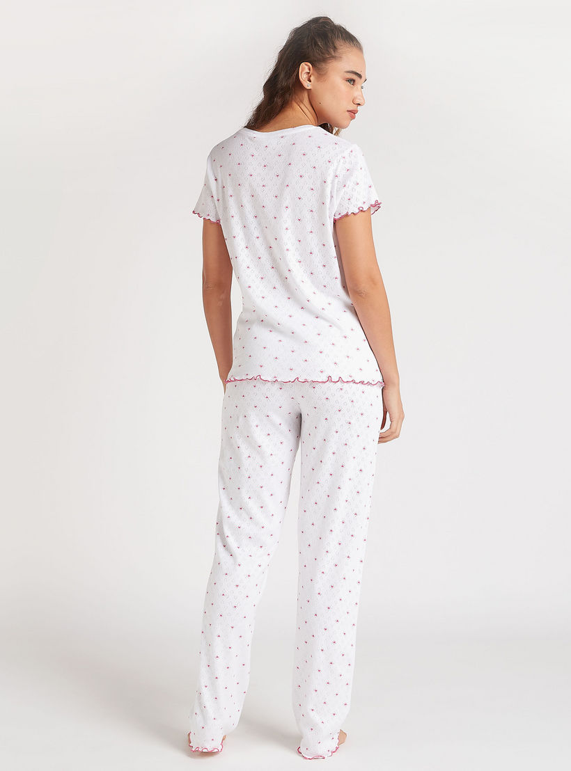 Heart Print T-shirt and Full Length Pyjama Set-women-clothing-nightwear-pyjamas-longsets-image-4