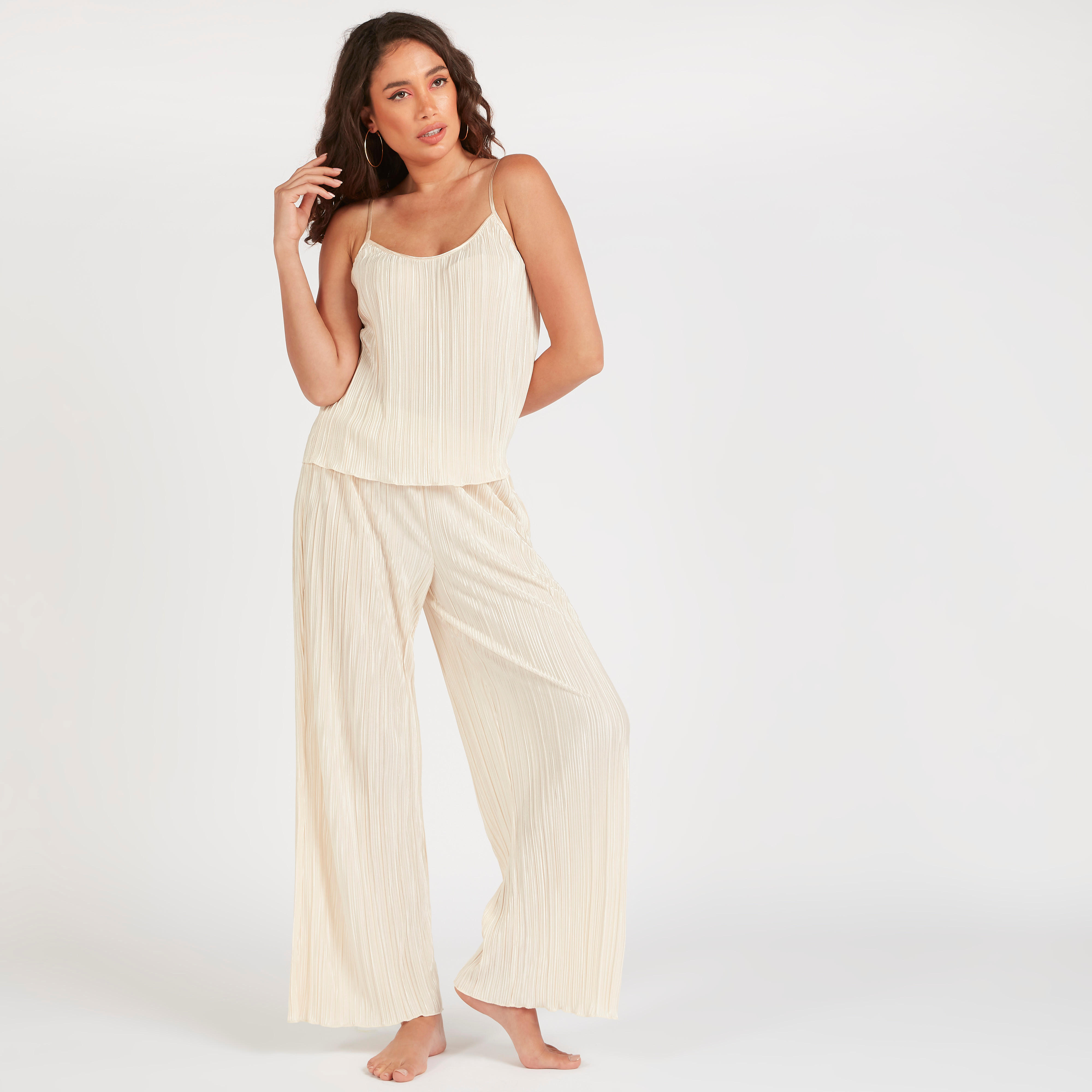 طقم بنطلون بيجاما وبلوزة كامي بارزة الملمس-women-clothing-nightwear-pyjamas-longsets-image-6