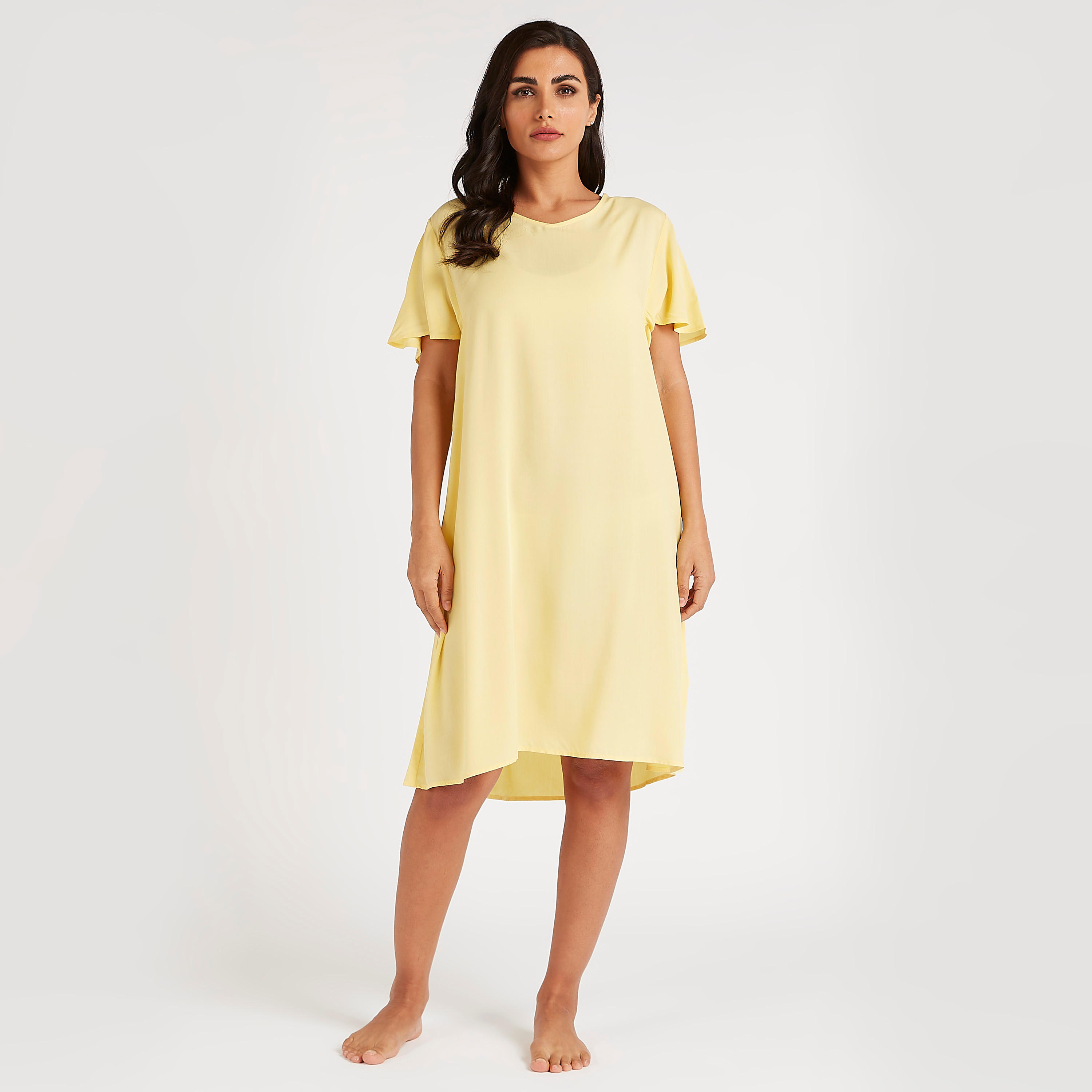 قميص نوم بياقة v وأكمام قصيرة بطبعات - طقم من قطعتين-women-clothing-nightwear-nighties-image-6