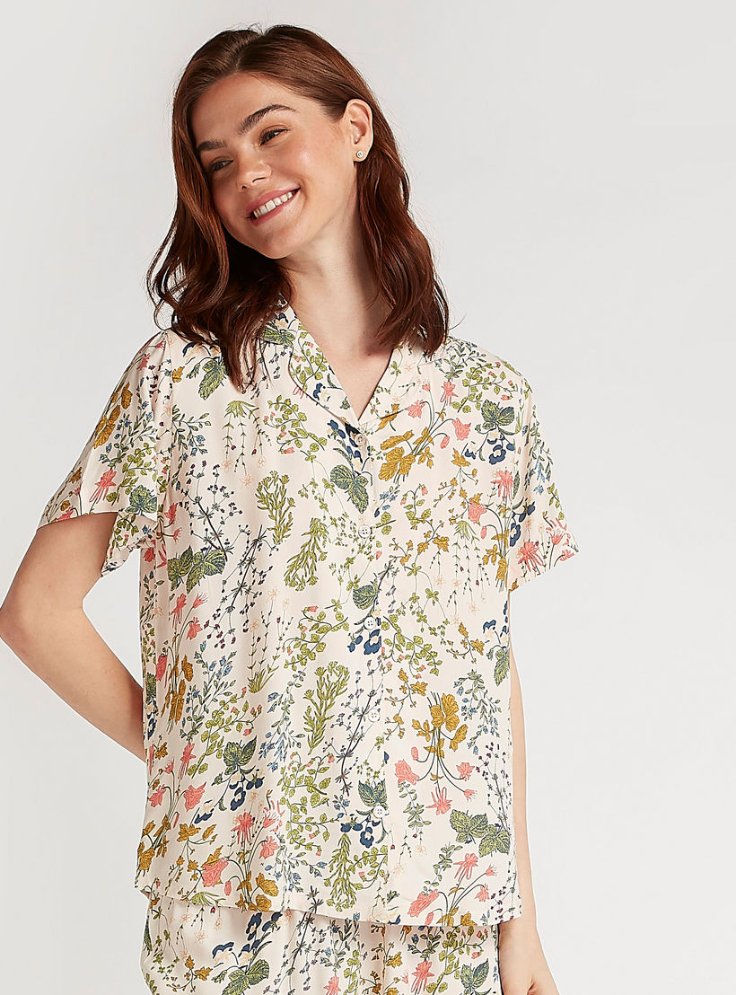 طقم من بنطلون بيجاما وقميص بطبعات أزهار وقناع عيون-women-clothing-nightwear-pyjamas-longsets-image-5