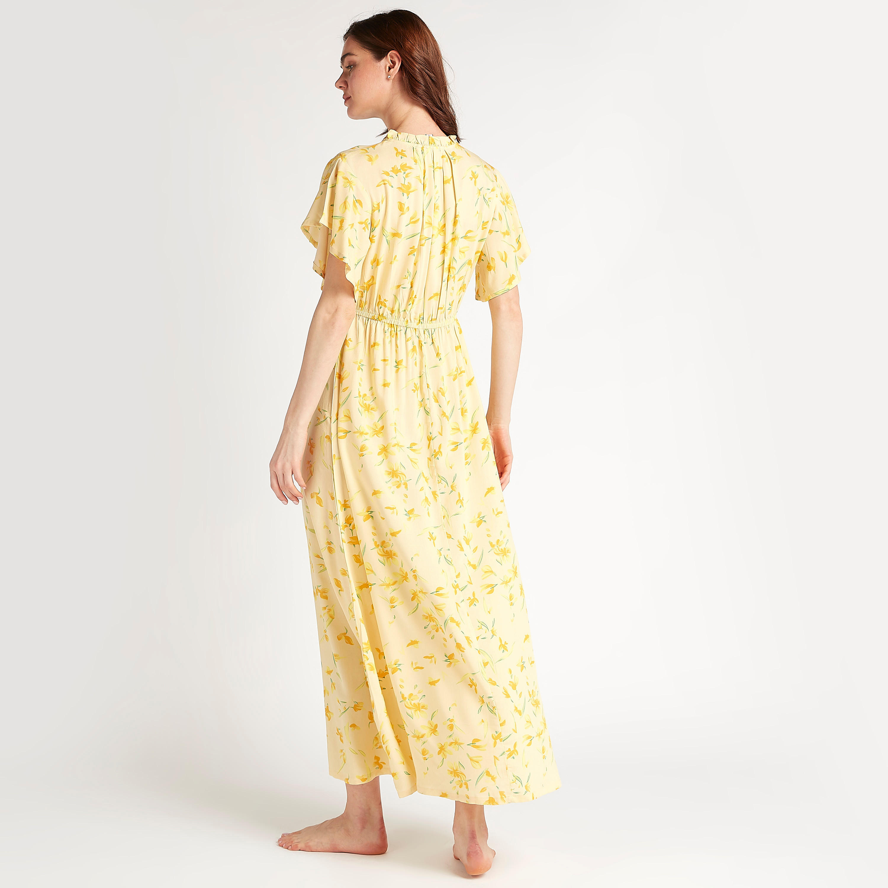 ثوب نوم بخصر مطّاطي وطبعات أزهار وربطة عنق-women-clothing-nightwear-nighties-image-3