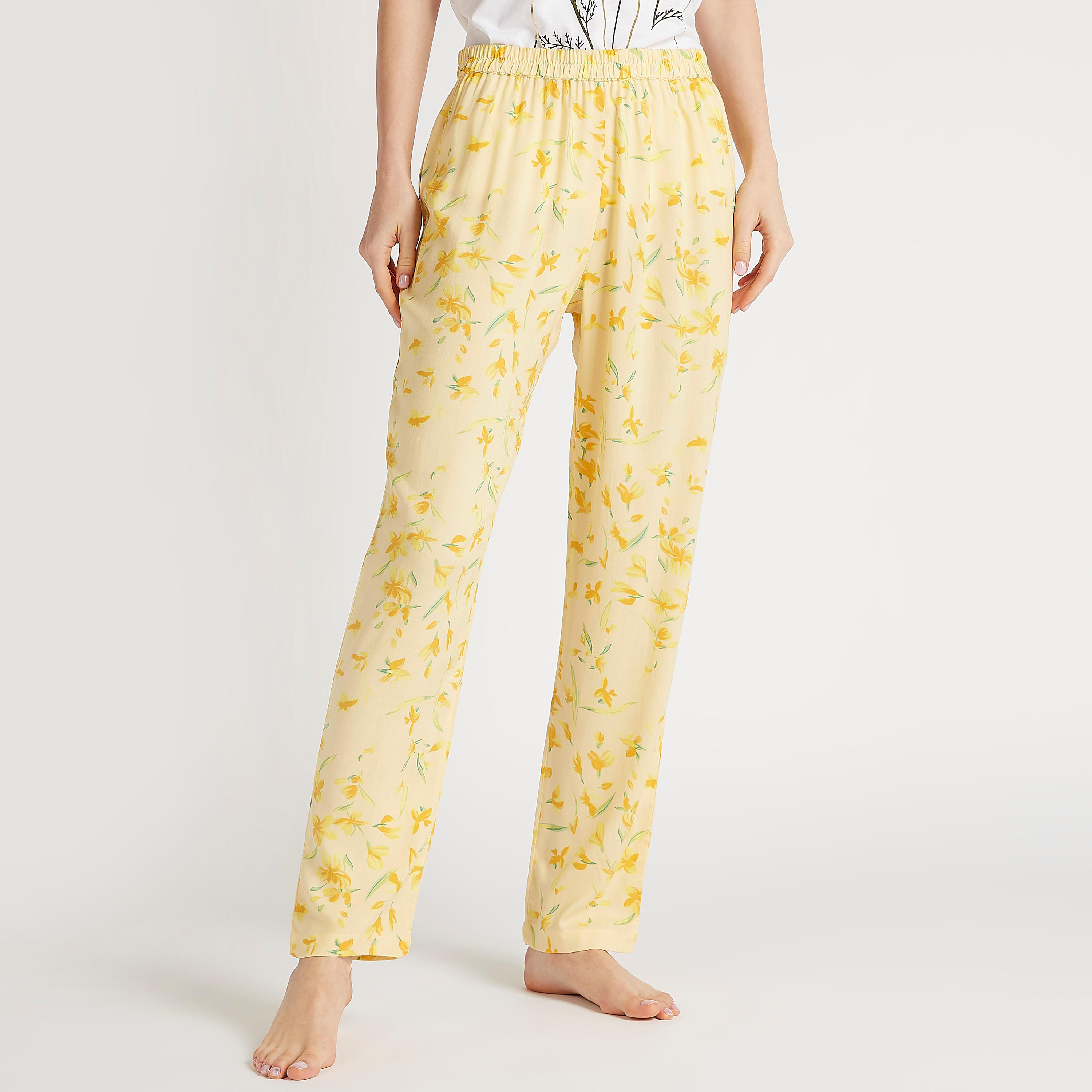 طقم من بنطلون بيجاما طويل كامل مع تيشيرت بأكمام قصيرة وطبعات-women-clothing-nightwear-pyjamas-longsets-image-6