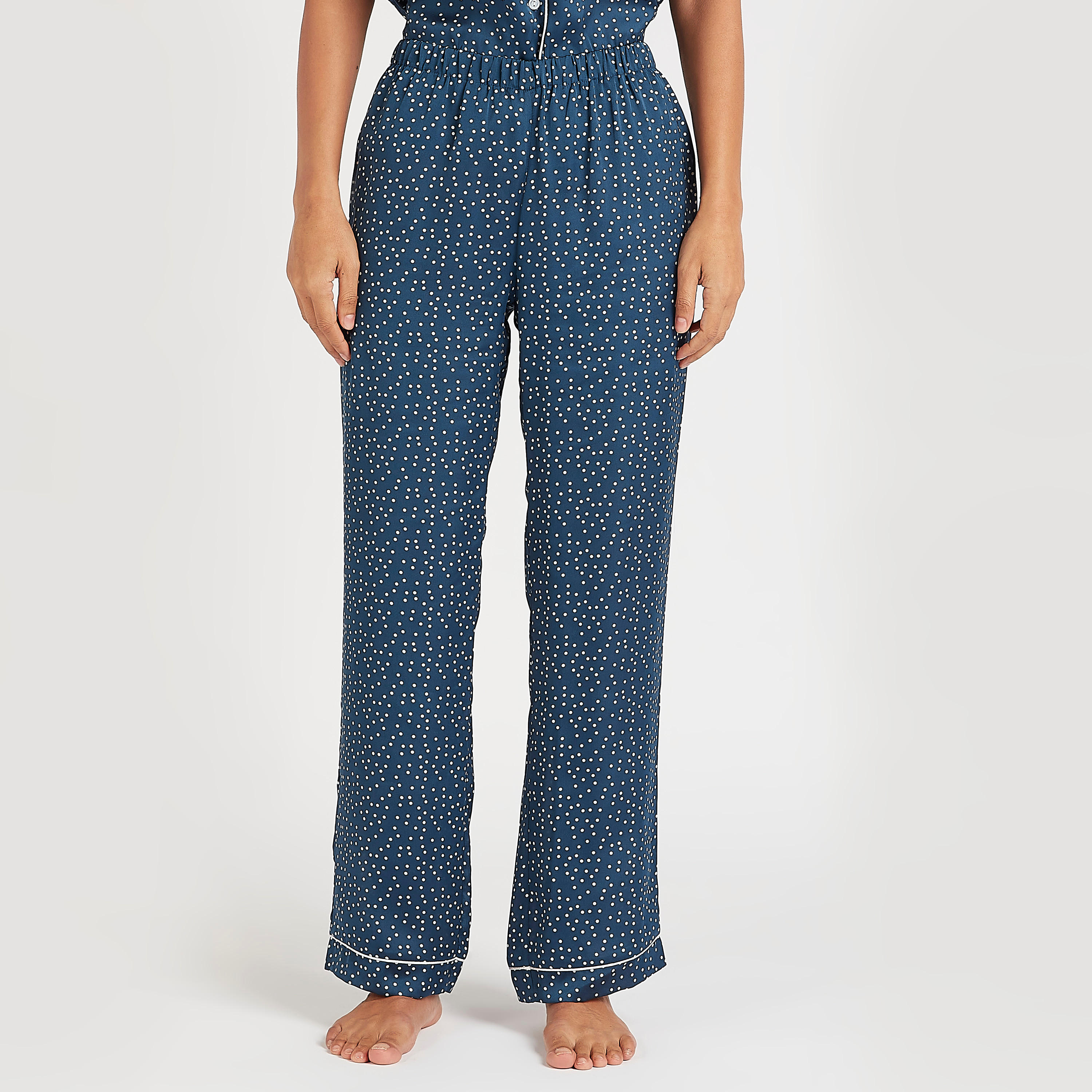 Spot Print Collared Shirt and Full Length Pyjama Set-women-clothing-nightwear-pyjamas-longsets-image-6
