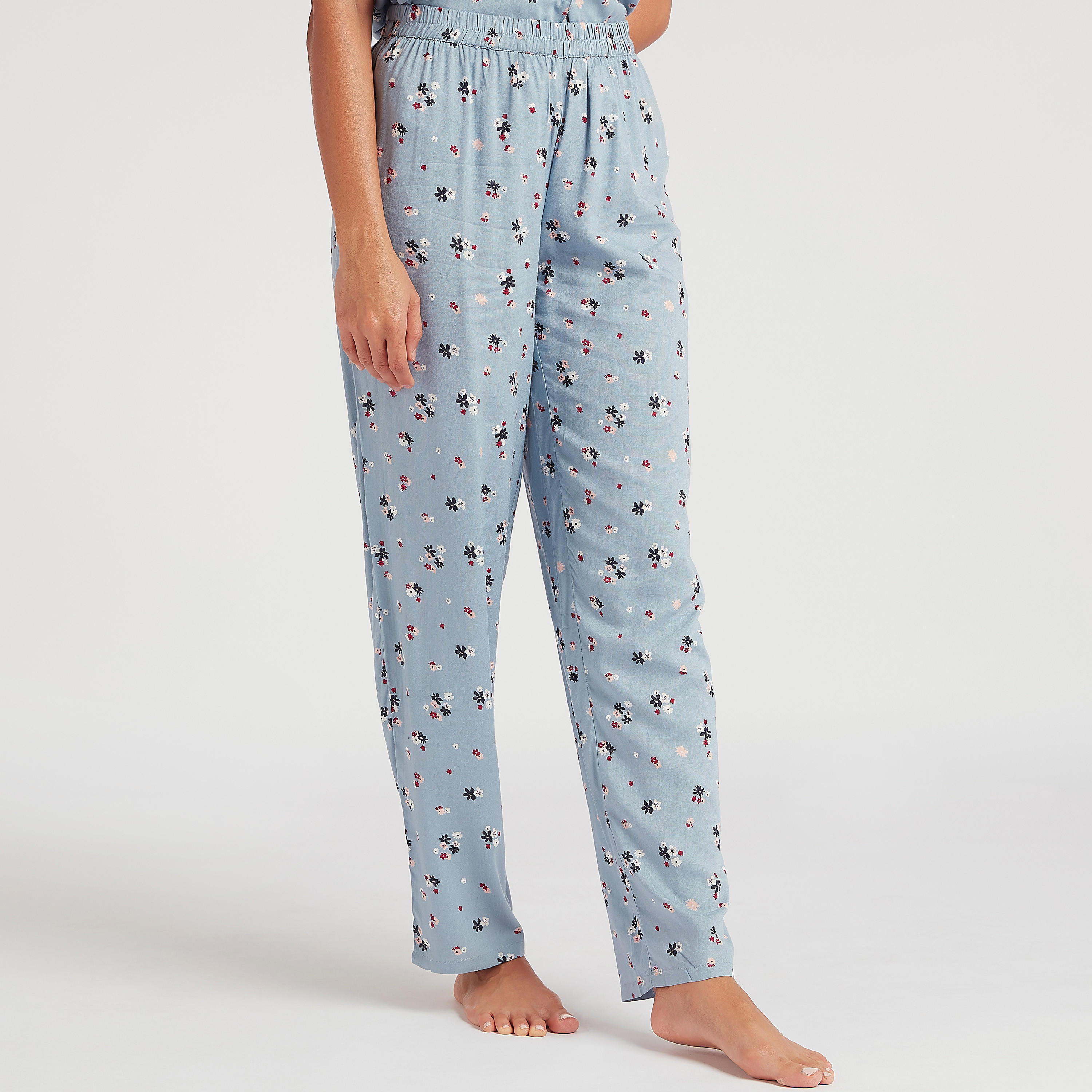 طقم بنطلون بيجاما وقميص بطبعات زهرية مع قناع عيون-women-clothing-nightwear-pyjamas-longsets-image-3