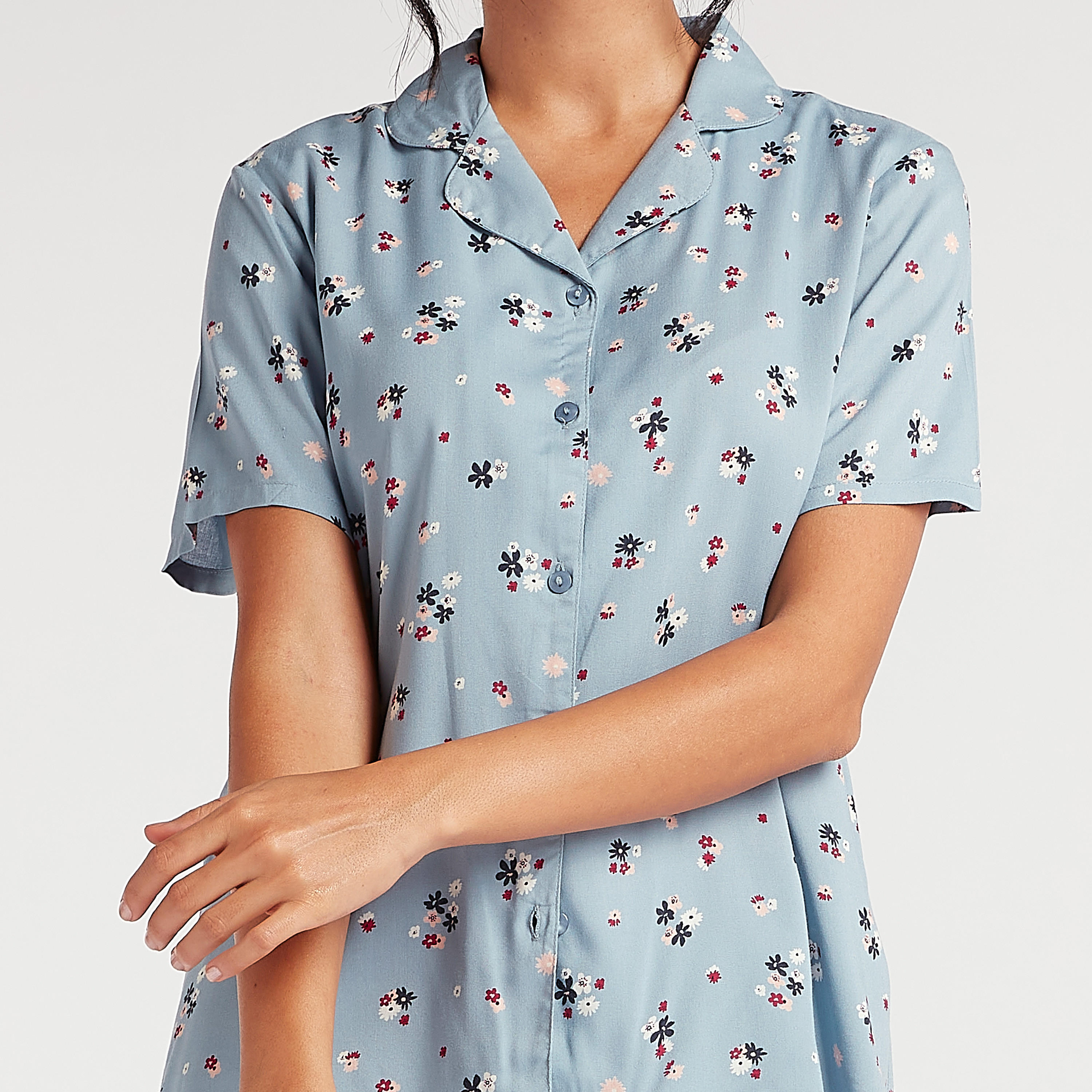 طقم بنطلون بيجاما وقميص بطبعات زهرية مع قناع عيون-women-clothing-nightwear-pyjamas-longsets-image-4