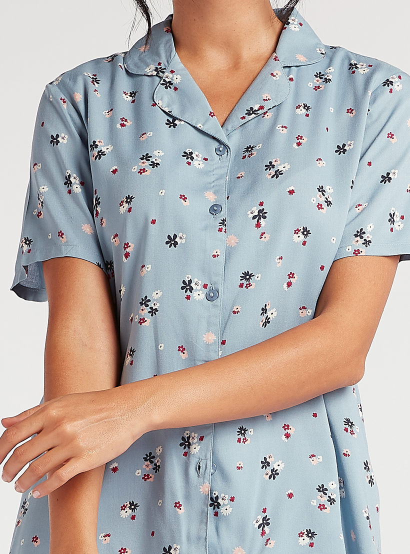 طقم بنطلون بيجاما وقميص بطبعات زهرية مع قناع عيون-women-clothing-nightwear-pyjamas-longsets-image-4