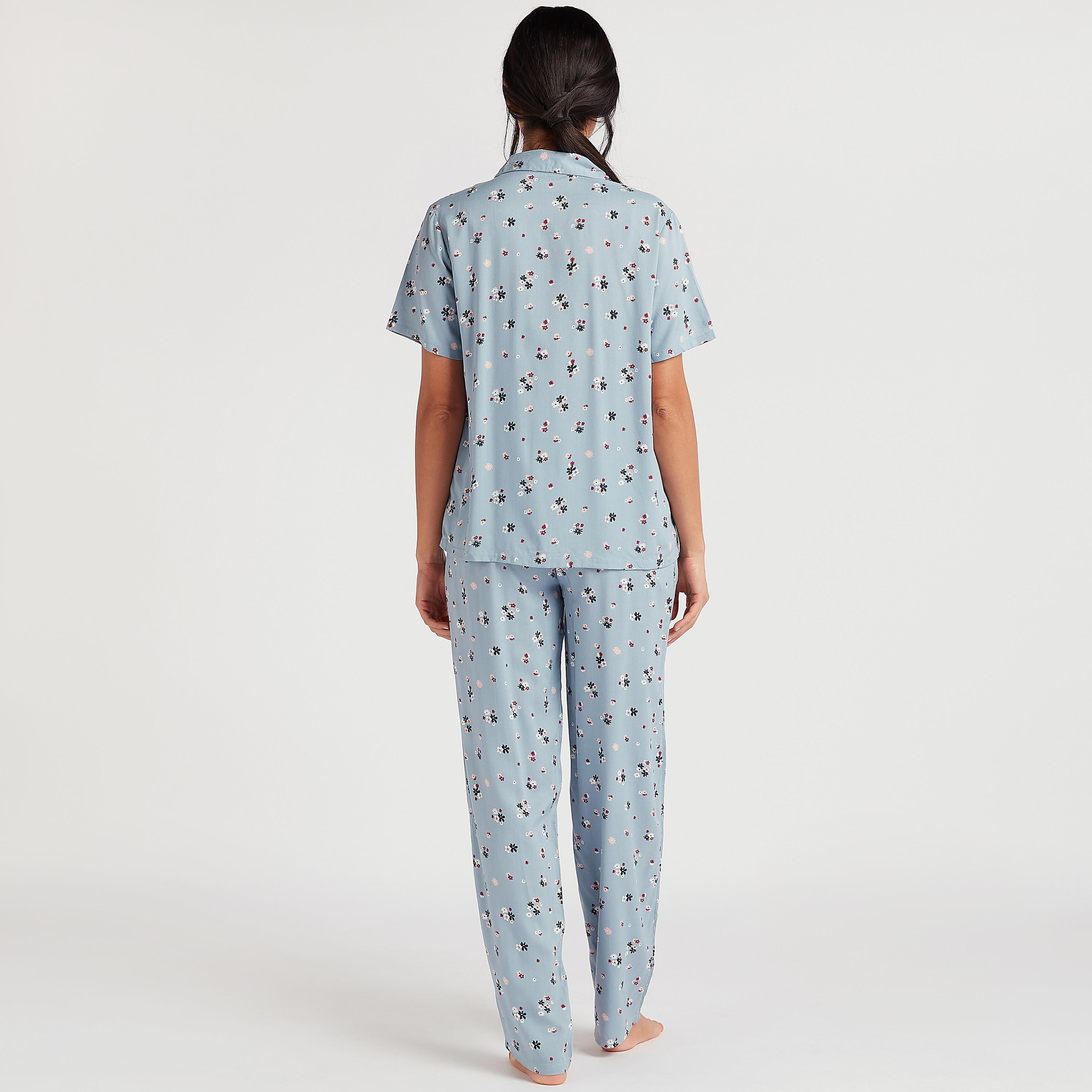 طقم بنطلون بيجاما وقميص بطبعات زهرية مع قناع عيون-women-clothing-nightwear-pyjamas-longsets-image-5