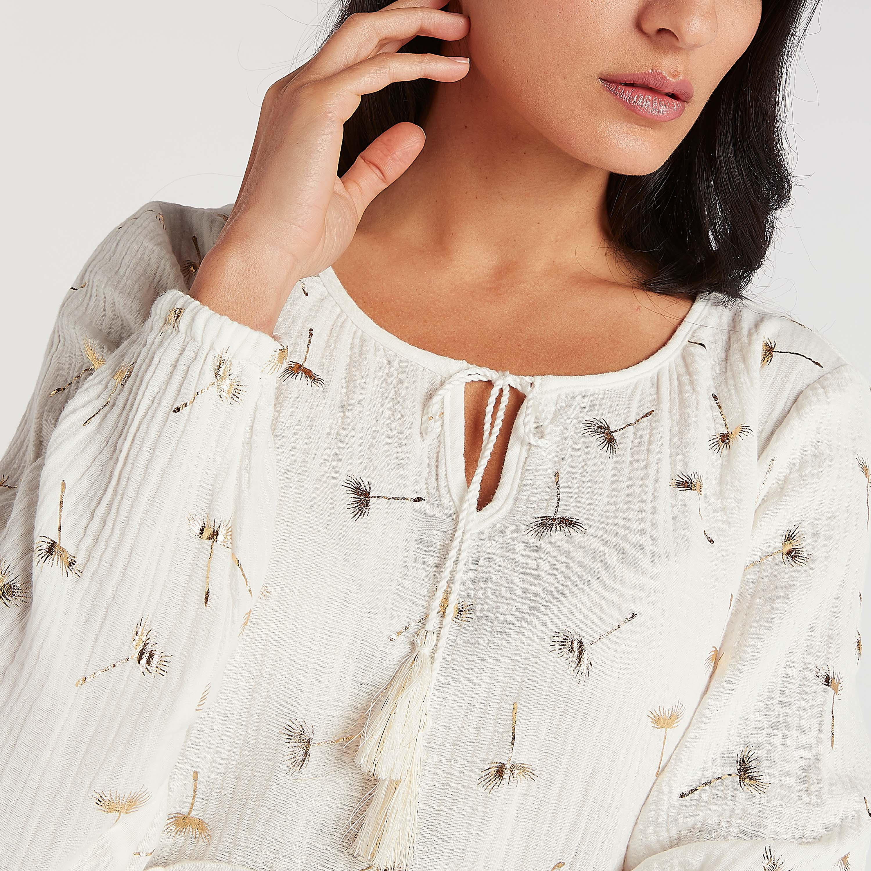 قميص نوم بياقة بأربطة وأكمام طويلة وطبعات-women-clothing-nightwear-nighties-image-5