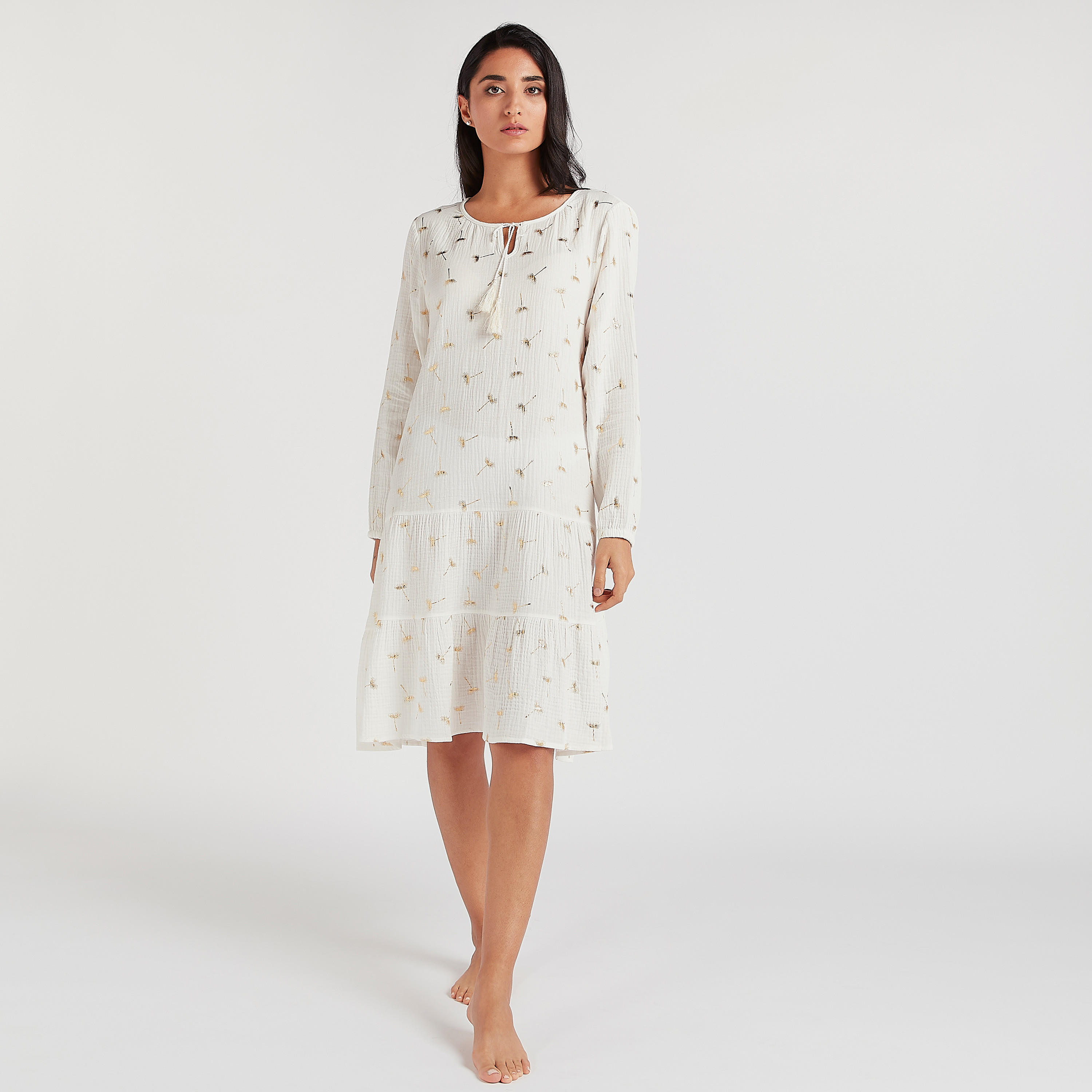 قميص نوم بياقة بأربطة وأكمام طويلة وطبعات-women-clothing-nightwear-nighties-image-8