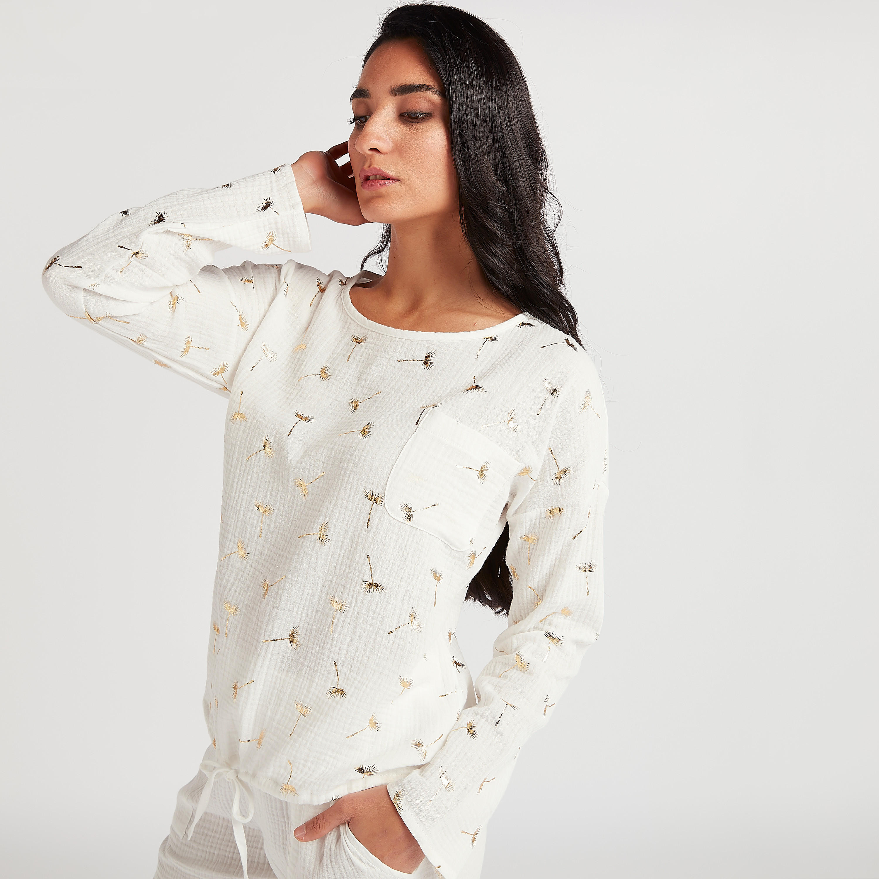 Printed Round Neck Nightshirt and Pyjama Set-women-clothing-nightwear-pyjamas-longsets-image-2