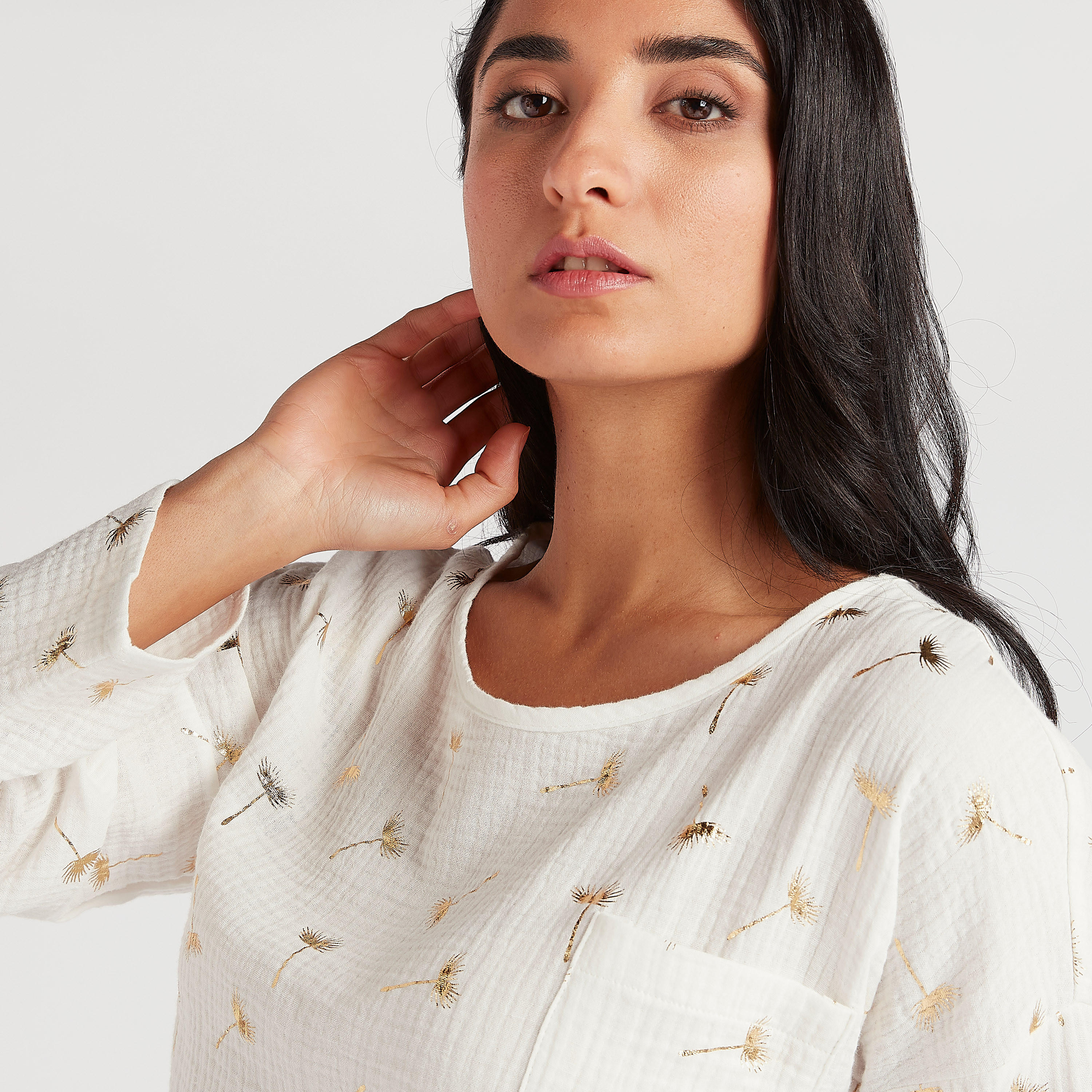 Printed Round Neck Nightshirt and Pyjama Set-women-clothing-nightwear-pyjamas-longsets-image-3
