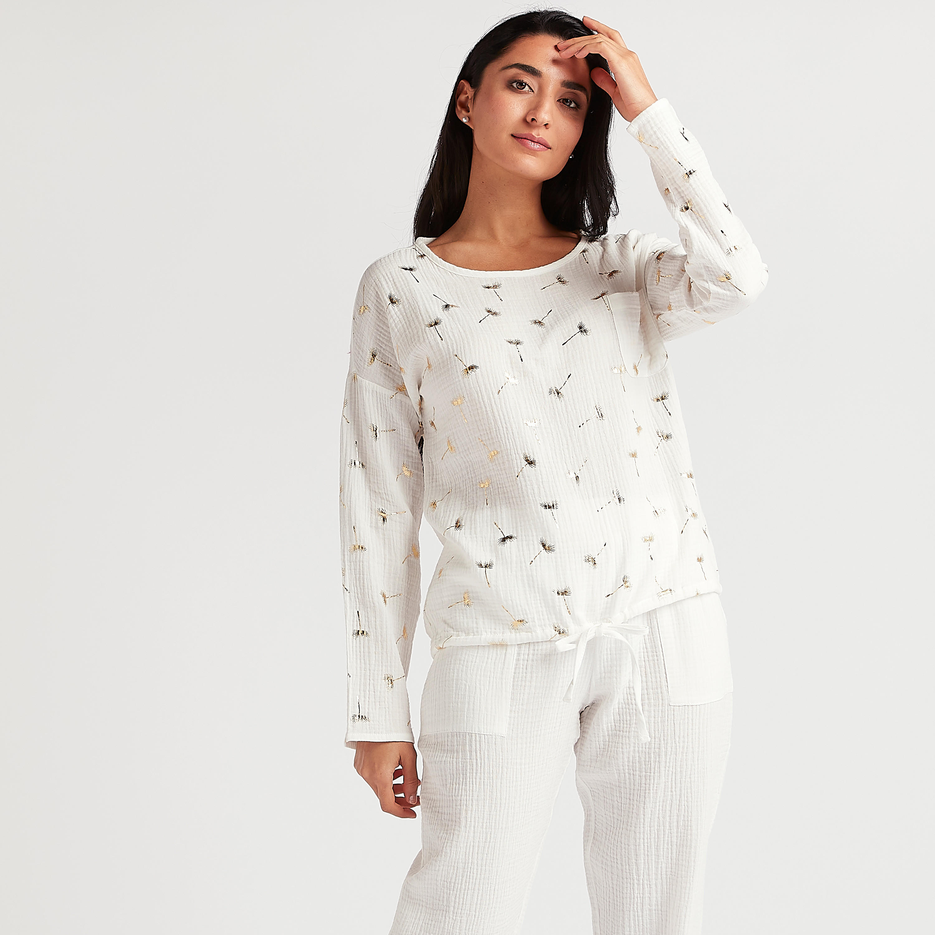 Printed Round Neck Nightshirt and Pyjama Set-women-clothing-nightwear-pyjamas-longsets-image-5
