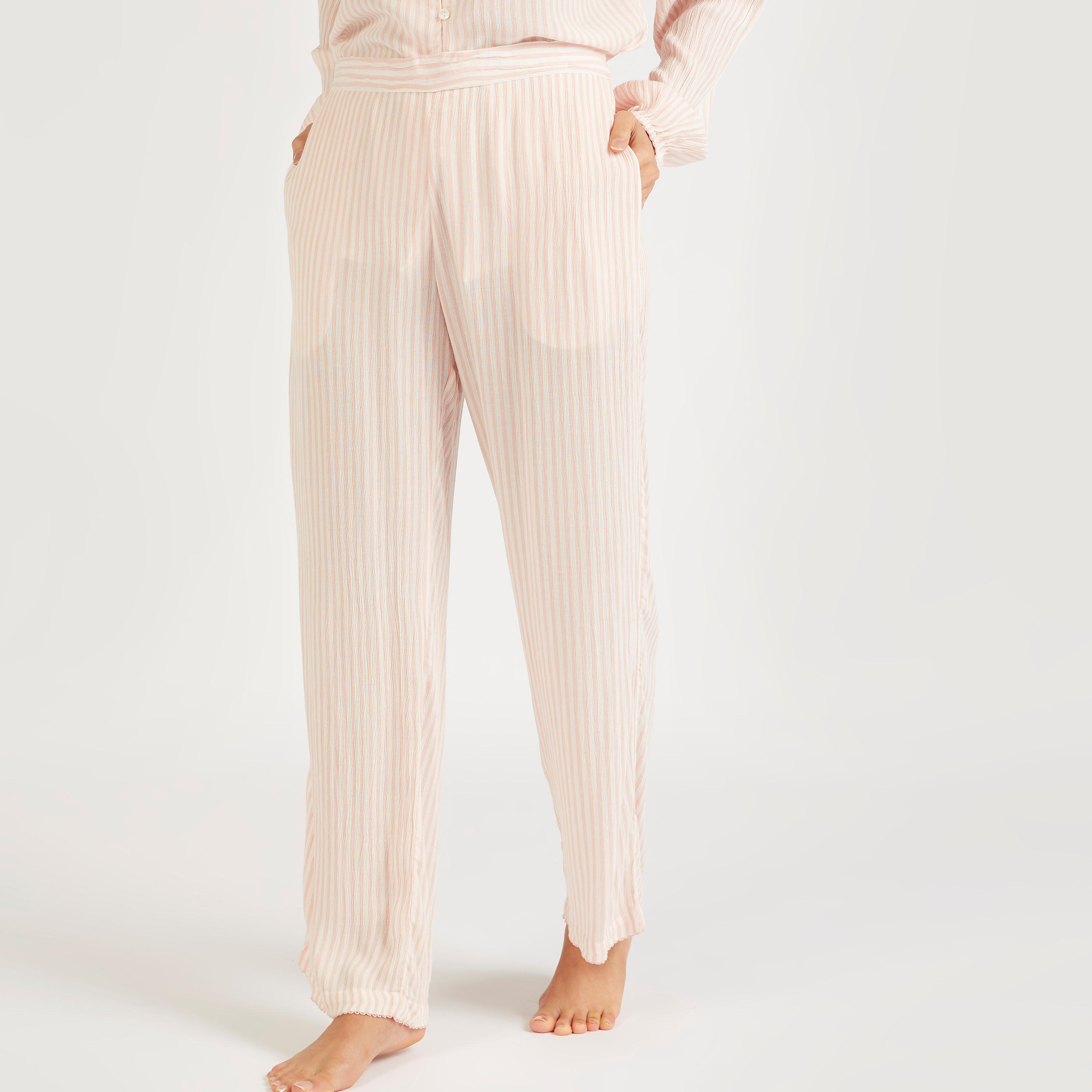 طقم بنطلون بيجاما طويل وقميص مقلّم-women-clothing-nightwear-pyjamas-longsets-image-4