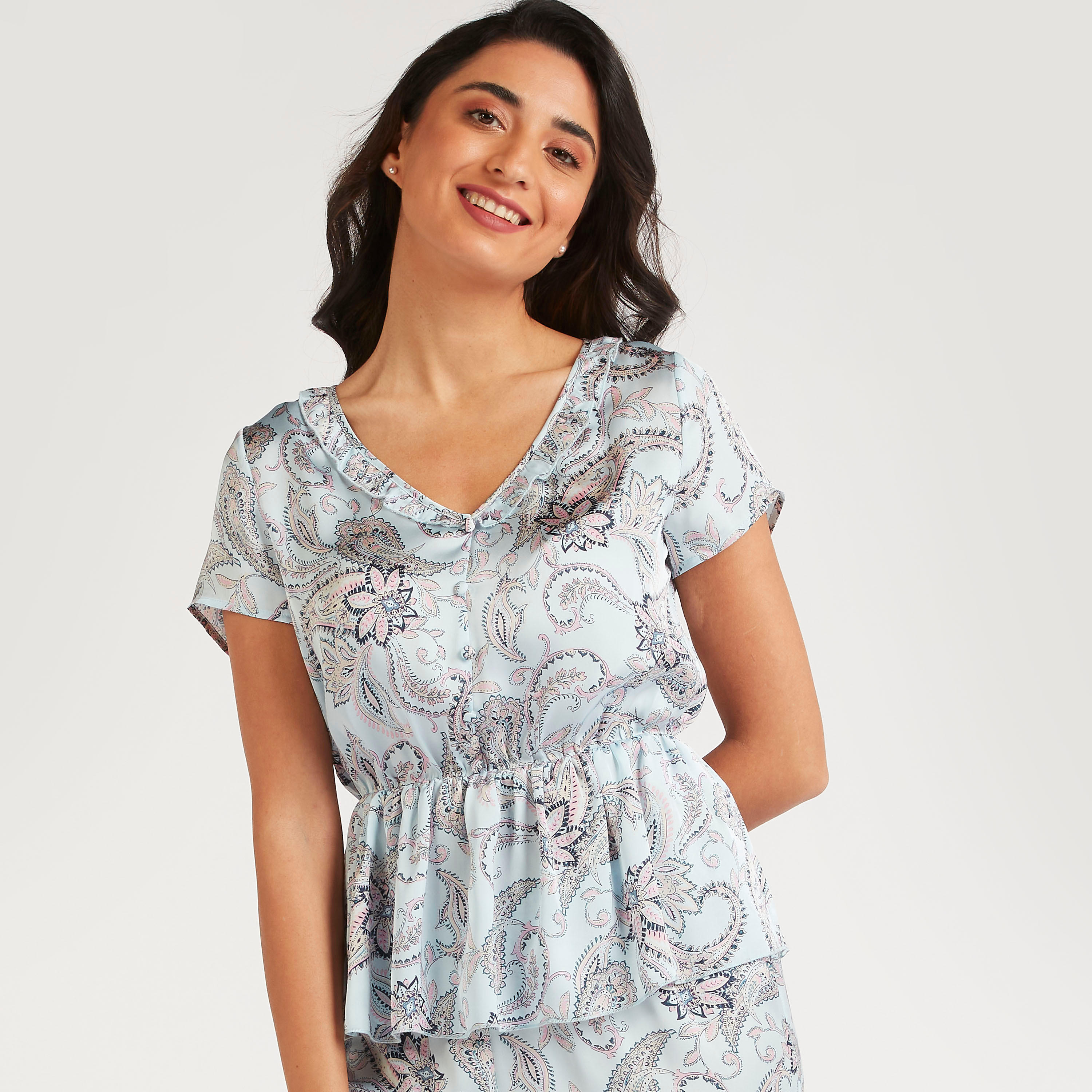 Paisley Print Top and Full Length Pyjama Set-women-clothing-nightwear-pyjamas-longsets-image-2