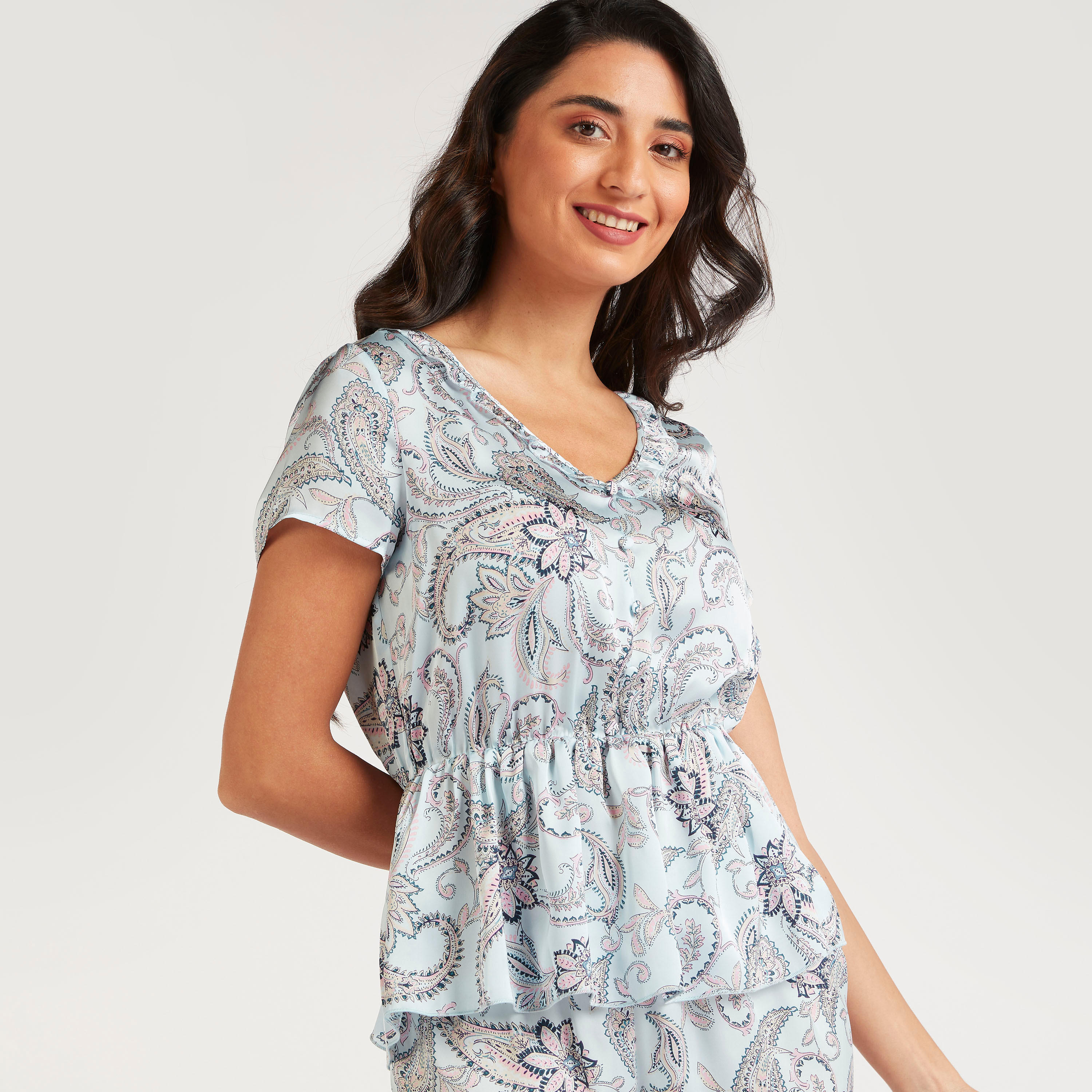 Paisley Print Top and Full Length Pyjama Set-women-clothing-nightwear-pyjamas-longsets-image-5