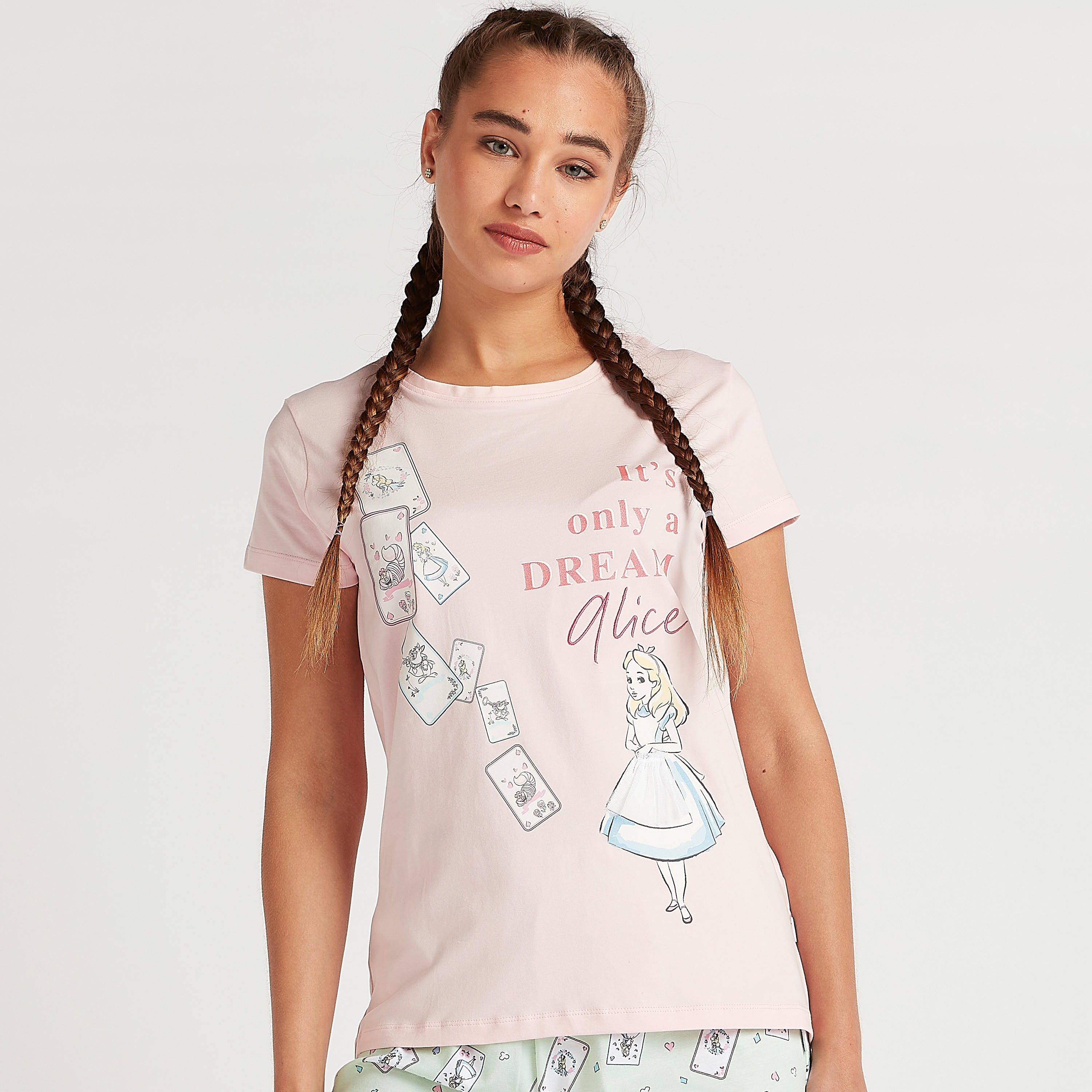 طقم من بنطلون بيجاما طويل وتيشيرت بياقة مستديرة وطبعات-women-clothing-nightwear-pyjamas-longsets-image-4