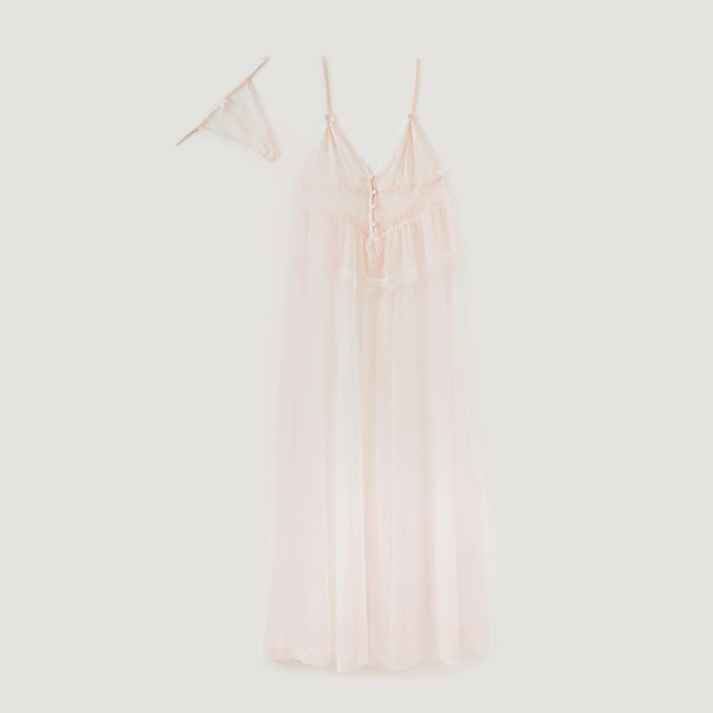 طقم فستان بيبي دول شبكي بياقة v وثونج-women-clothing-nightwear-nighties-image-1