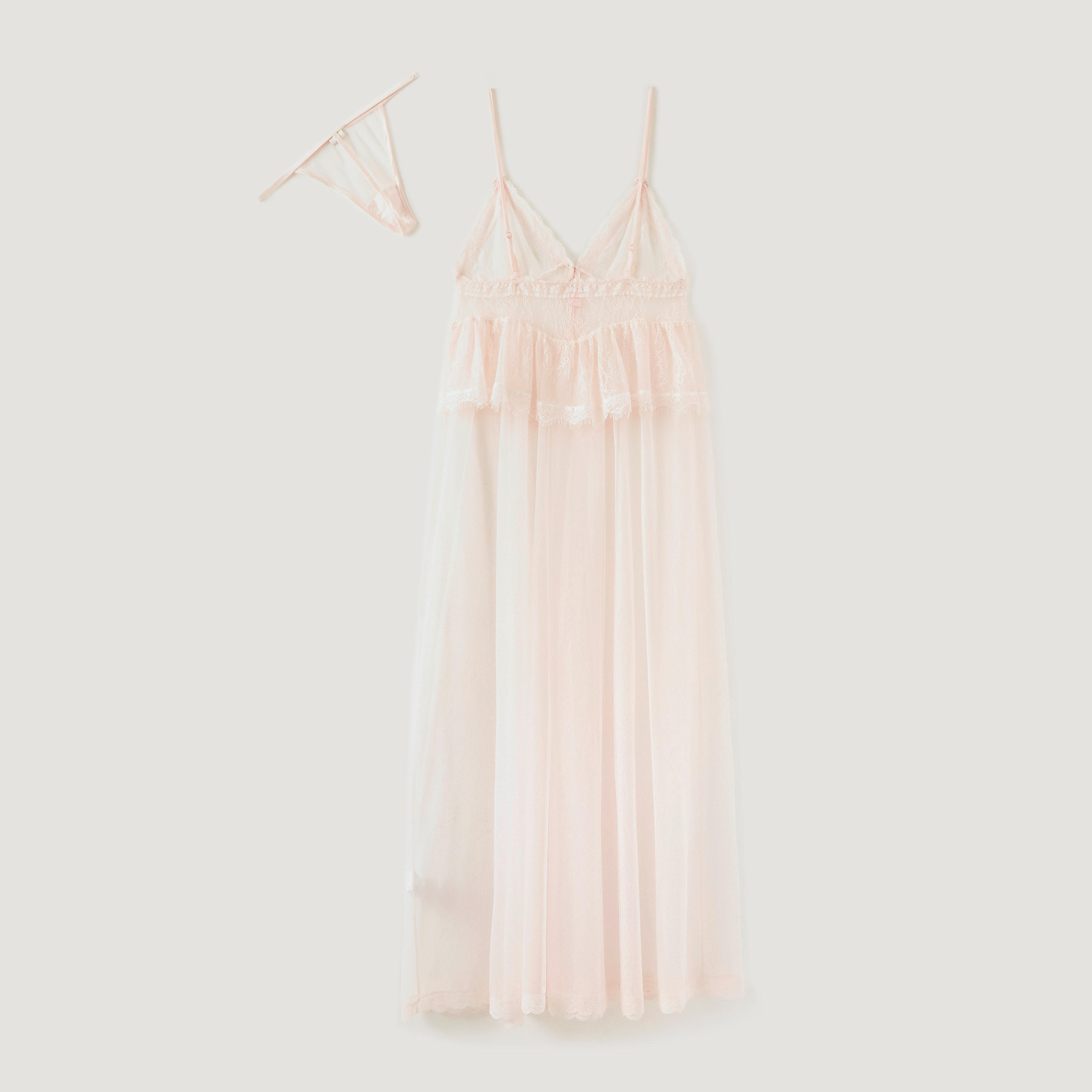 طقم فستان بيبي دول شبكي بياقة v وثونج-women-clothing-nightwear-nighties-image-3