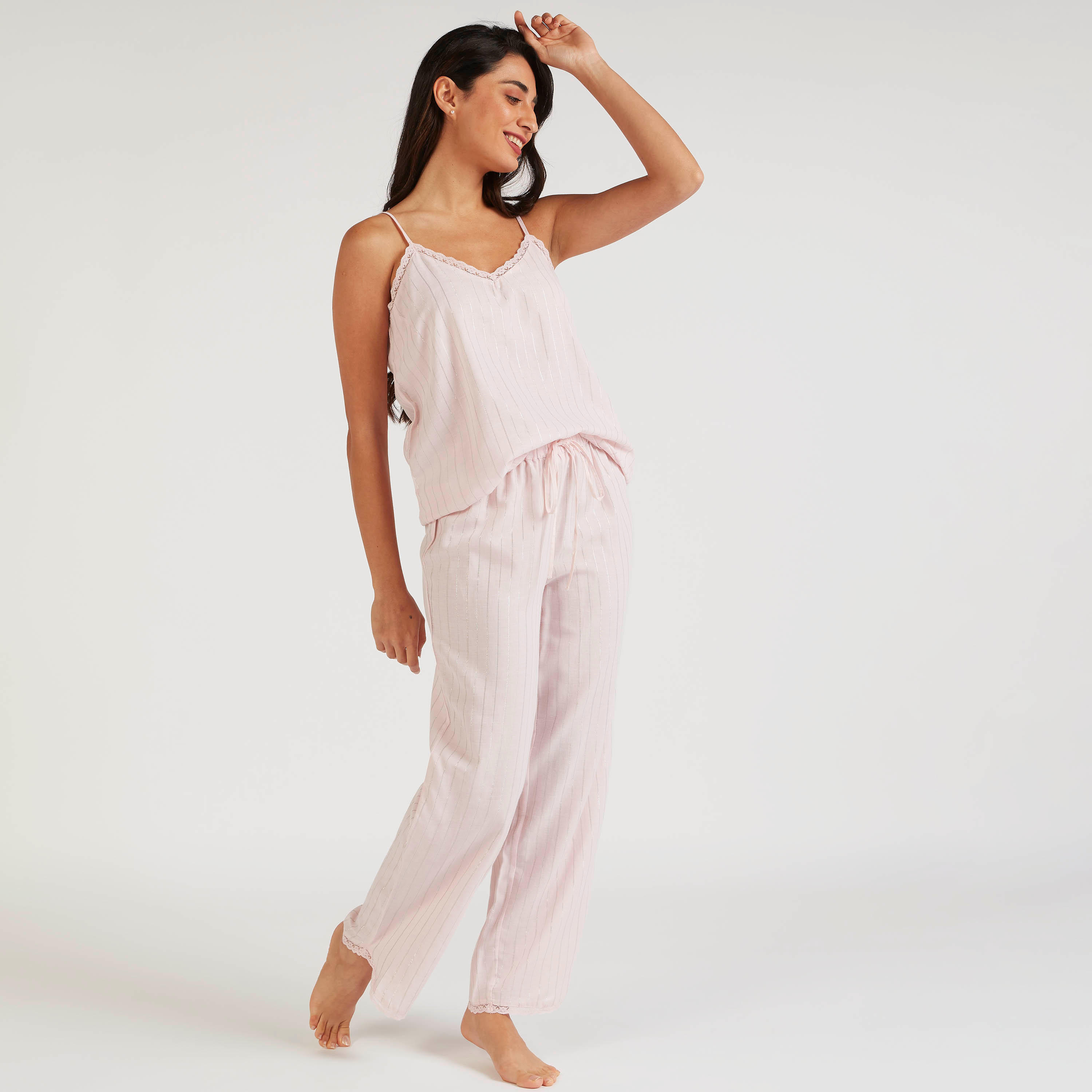 Striped Lace Detail Camisole-women-clothing-nightwear-pyjamas-tops-image-3