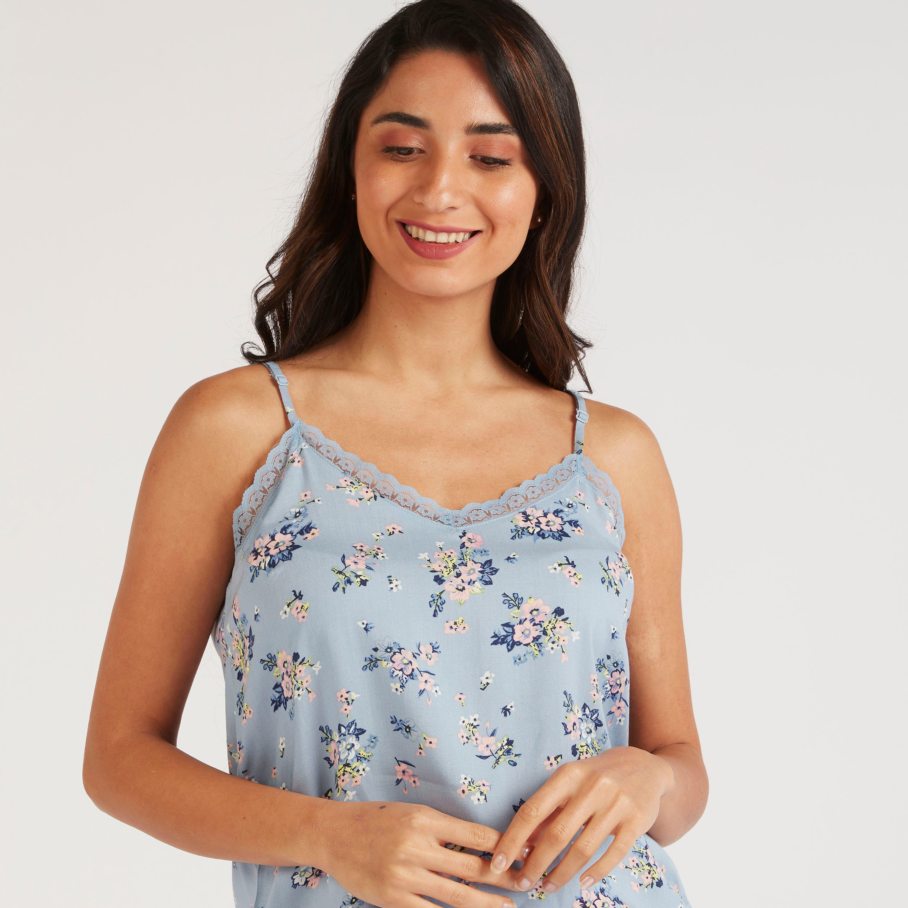 Floral Print Lace Detailed Camisole-women-clothing-nightwear-pyjamas-tops-image-1