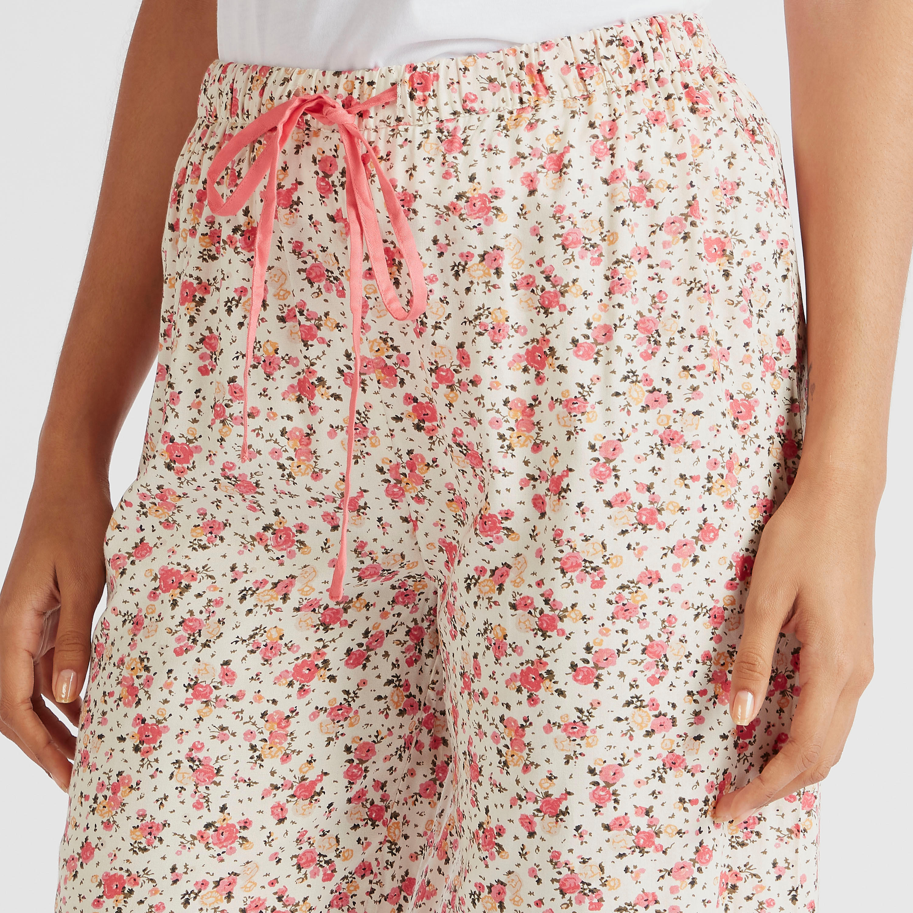 Floral Print Full Length Pyjamas with Drawstring Closure-women-clothing-nightwear-pyjamas-bottoms-image-3