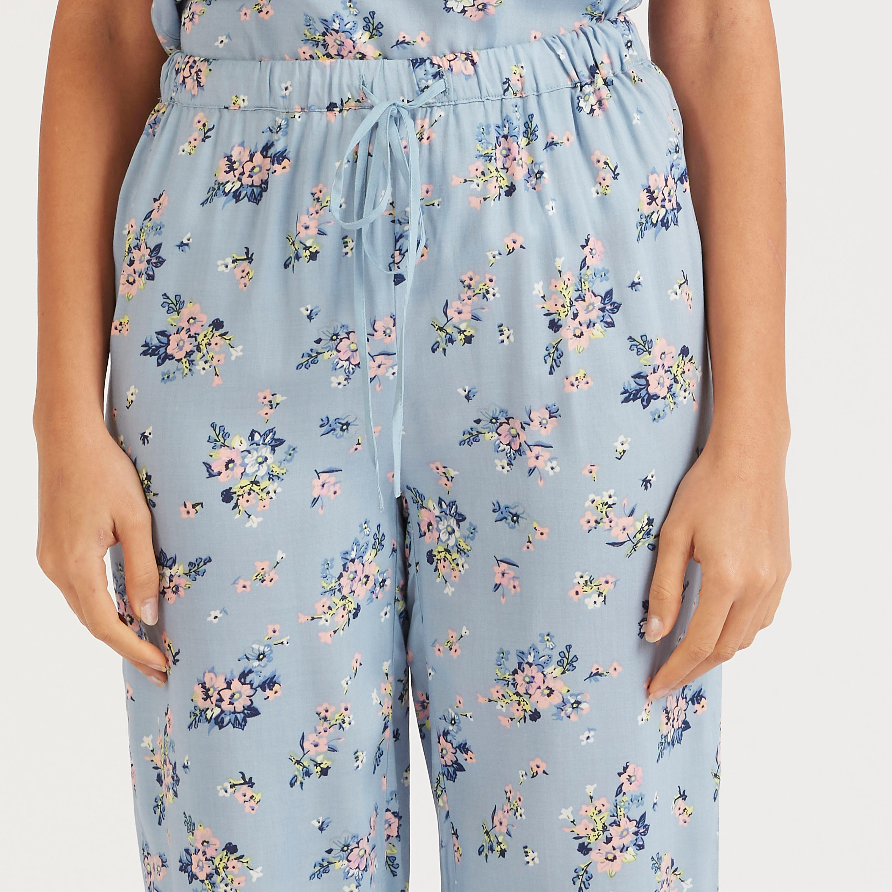Floral Print Full Length Pyjama with Drawstring Closure-women-clothing-nightwear-pyjamas-bottoms-image-3