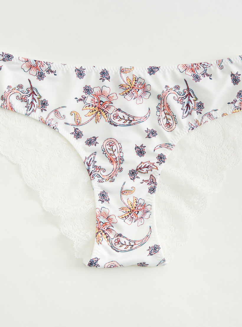 سراويل هيبستر داخلية بطبعات بيزلي وتفاصيل دانتيل-women-clothing-lingerie-panties-image-1