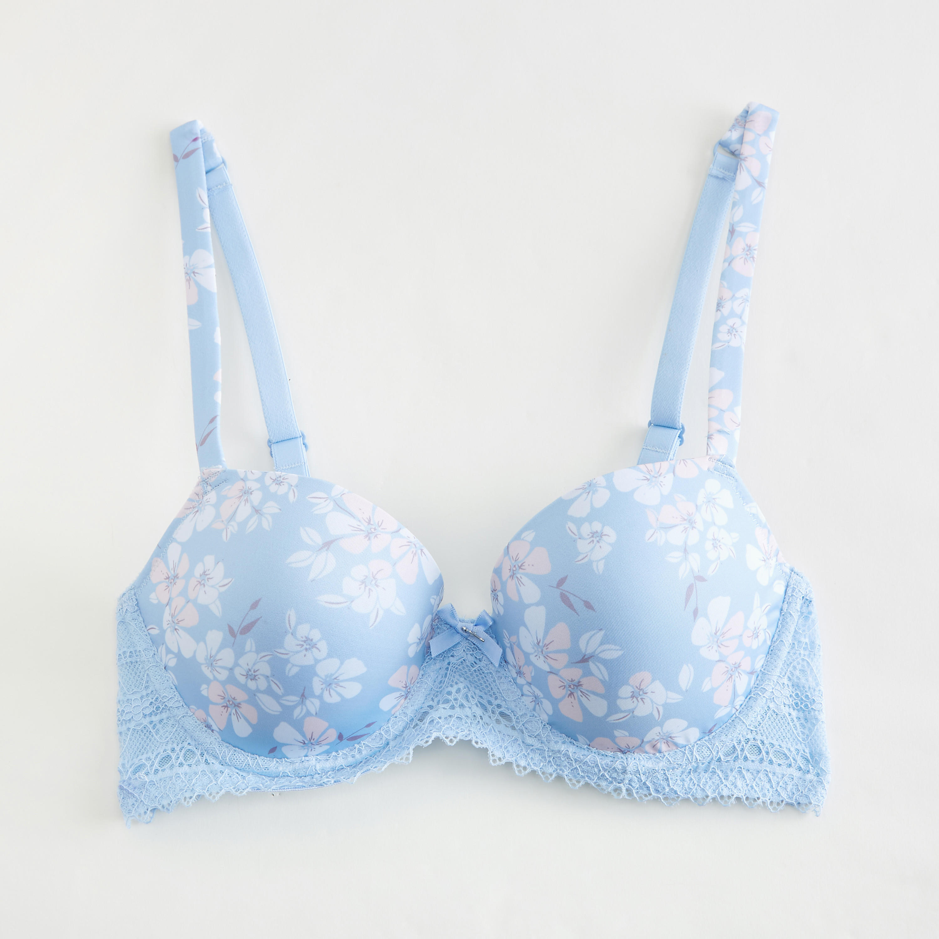 Floral Print Plunge Bra with Hook and Loop Closure-women-clothing-lingerie-bras-image-1