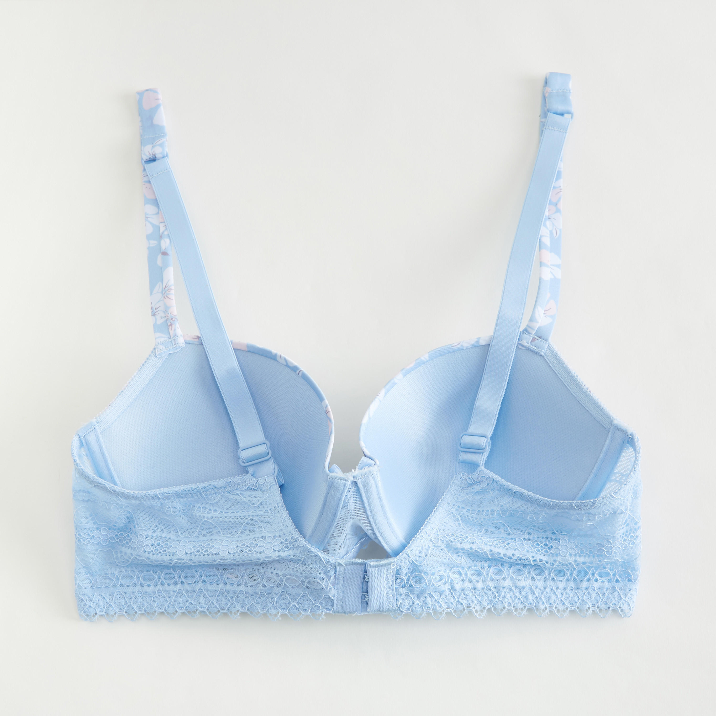 Floral Print Plunge Bra with Hook and Loop Closure-women-clothing-lingerie-bras-image-3