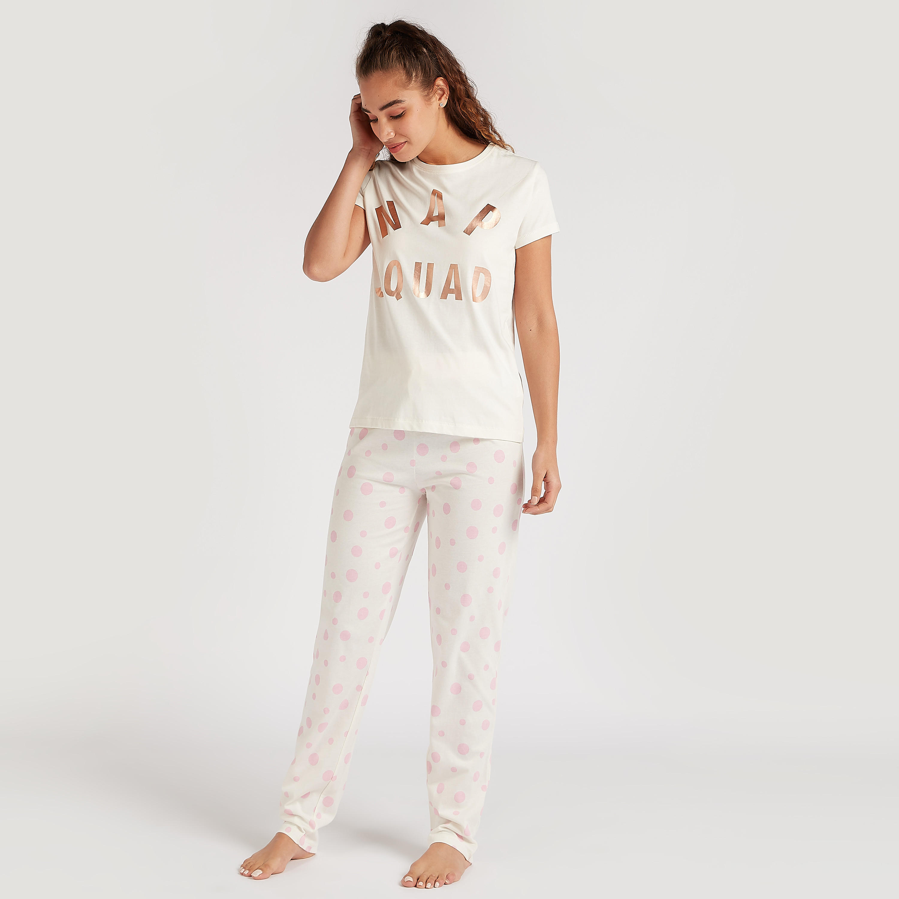 Printed Crew Neck T-shirt and Full Length Pyjama Set-women-clothing-nightwear-pyjamas-longsets-image-1