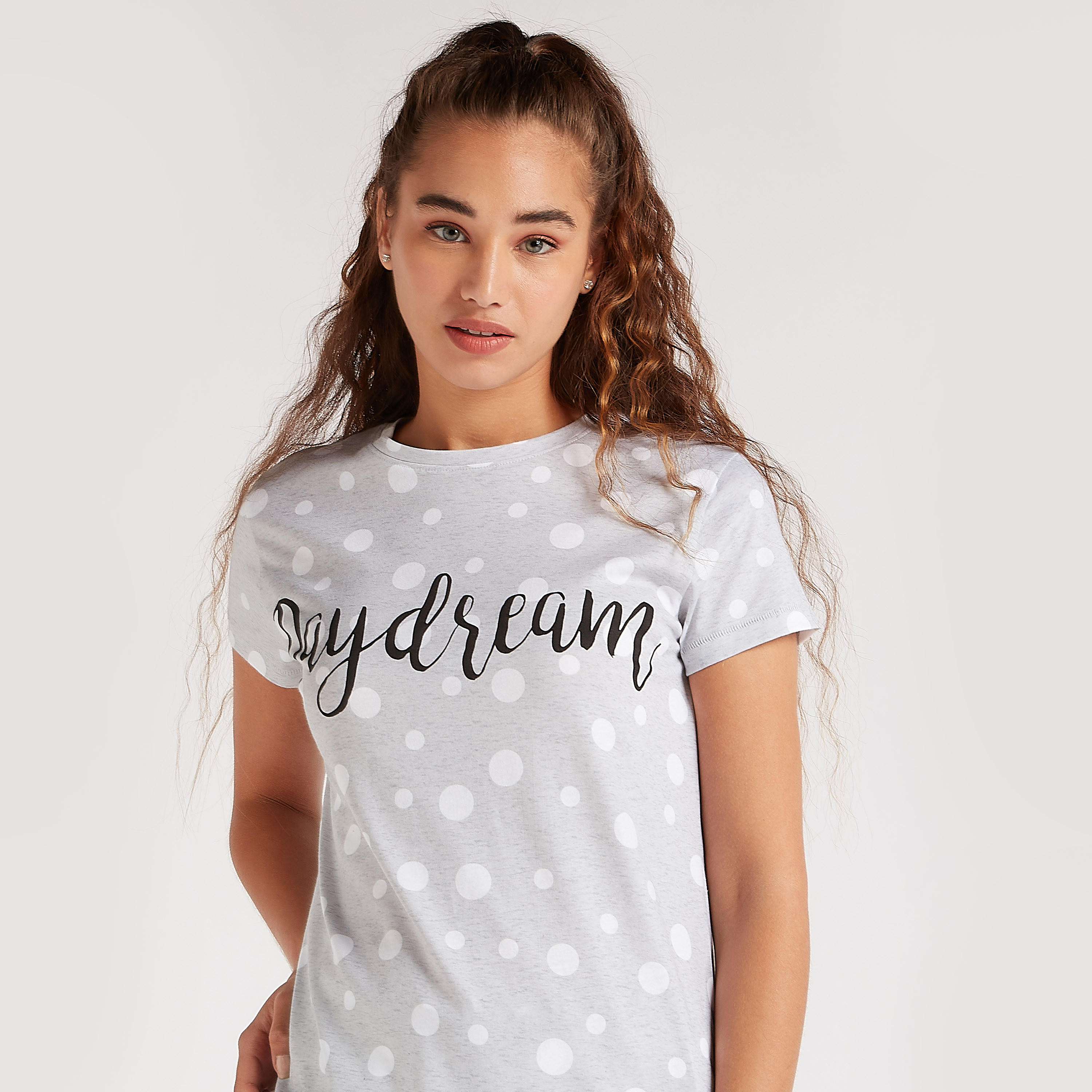 طقم بنطلون بيجاما وتيشيرت منقط بياقة ضيقة-women-clothing-nightwear-pyjamas-longsets-image-4