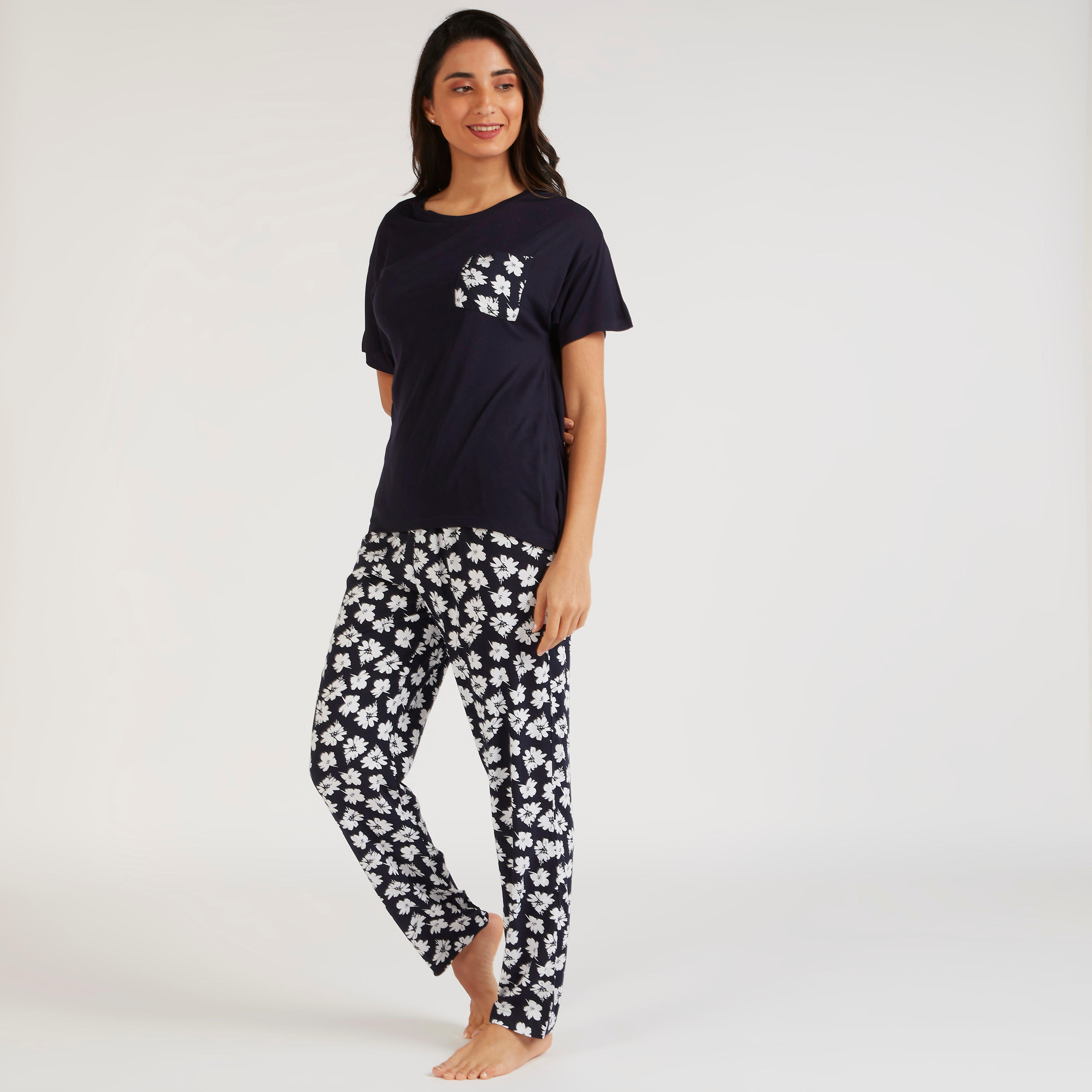 Printed Crew Neck T-shirt and Full Length Pyjama Set-women-clothing-nightwear-pyjamas-longsets-image-6