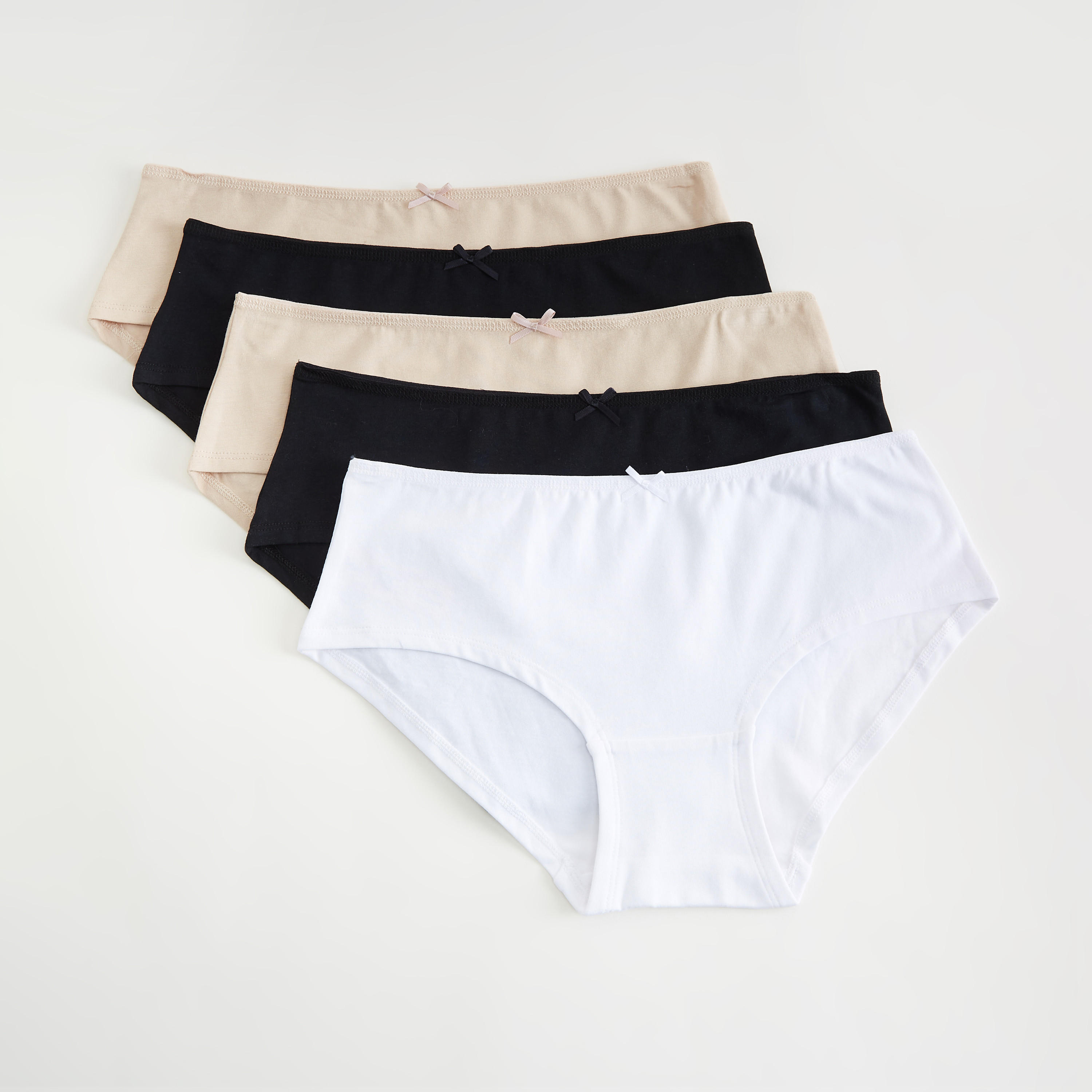 سراويل داخليّة هيبستر سادة بخصر مطّاطي - طقم من 5 قطع-women-clothing-lingerie-panties-image-1