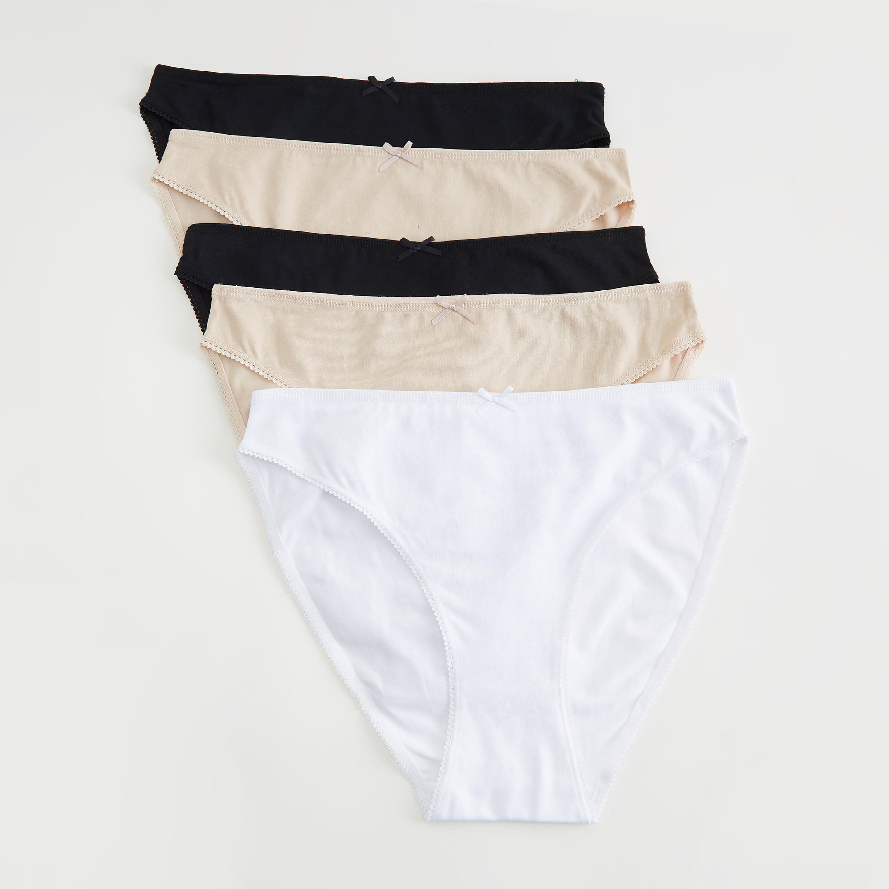 Set of 5 - Solid Hipster Briefs with Elasticated Waistband-women-clothing-lingerie-panties-image-1