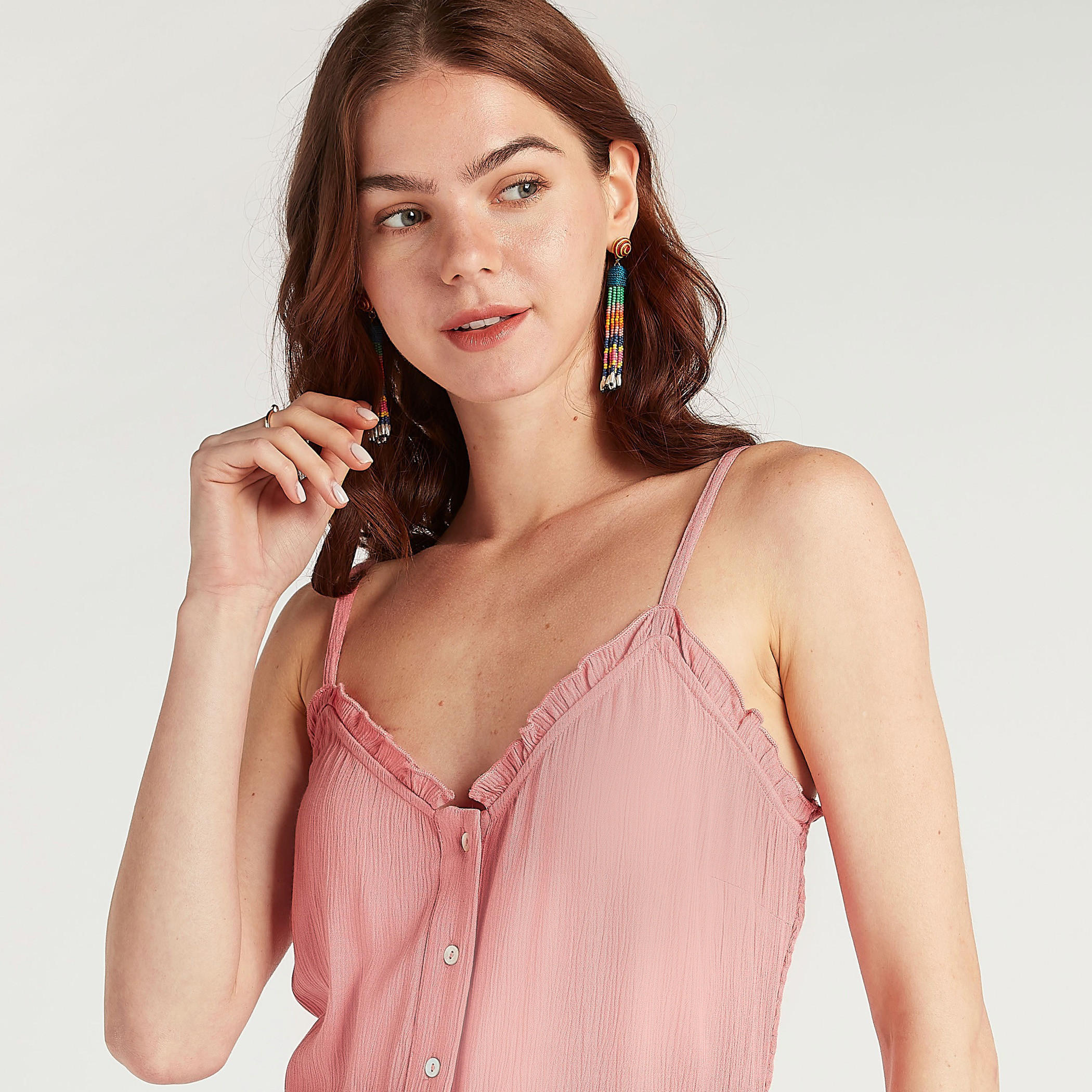 جمبسوت بارز الملمس بتفاصيل كشكشة من بيتش وير-women-clothing-swimandbeach-beachwear-image-4