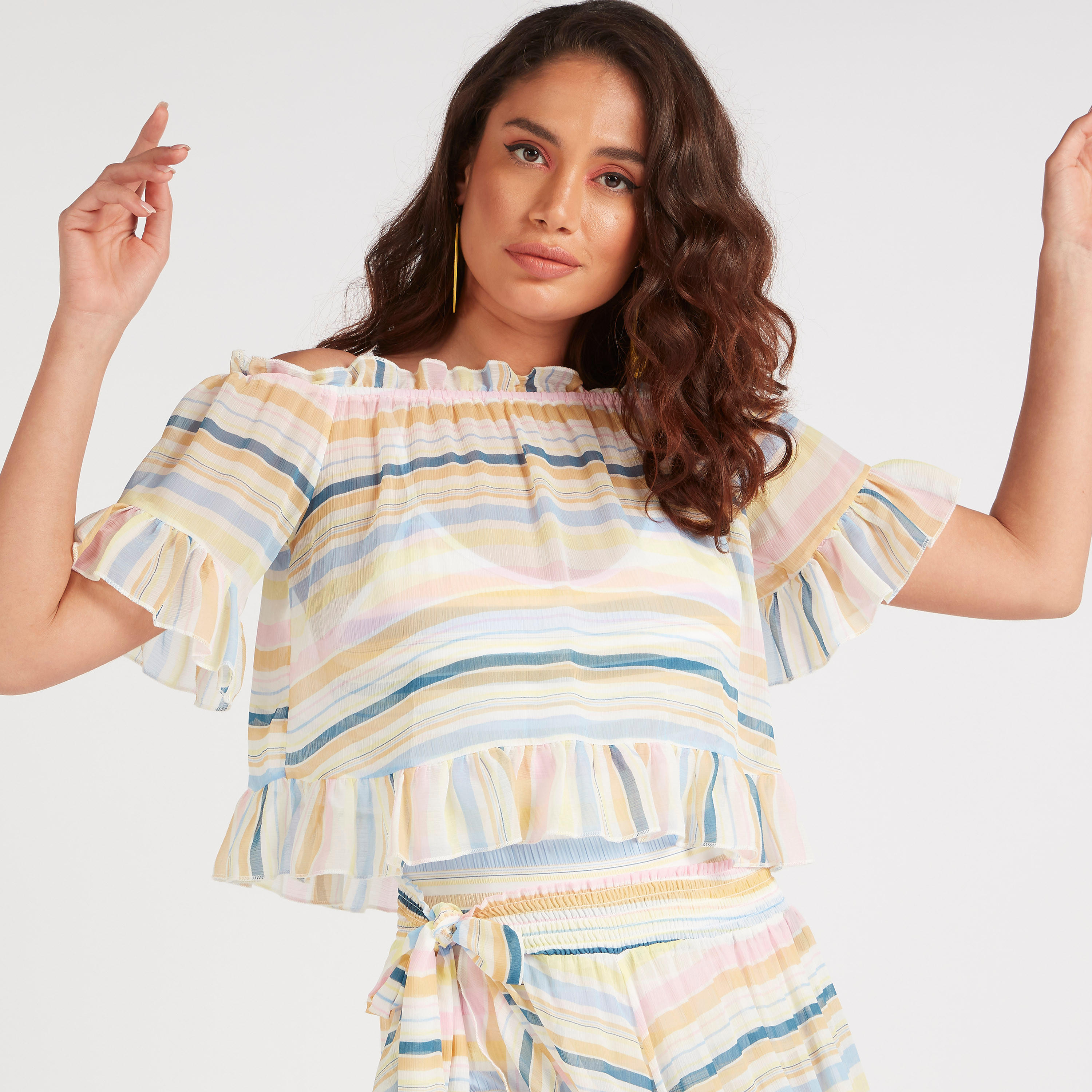 Striped Bikini Top with Ruffle Detail-women-clothing-swimandbeach-beachwear-image-5