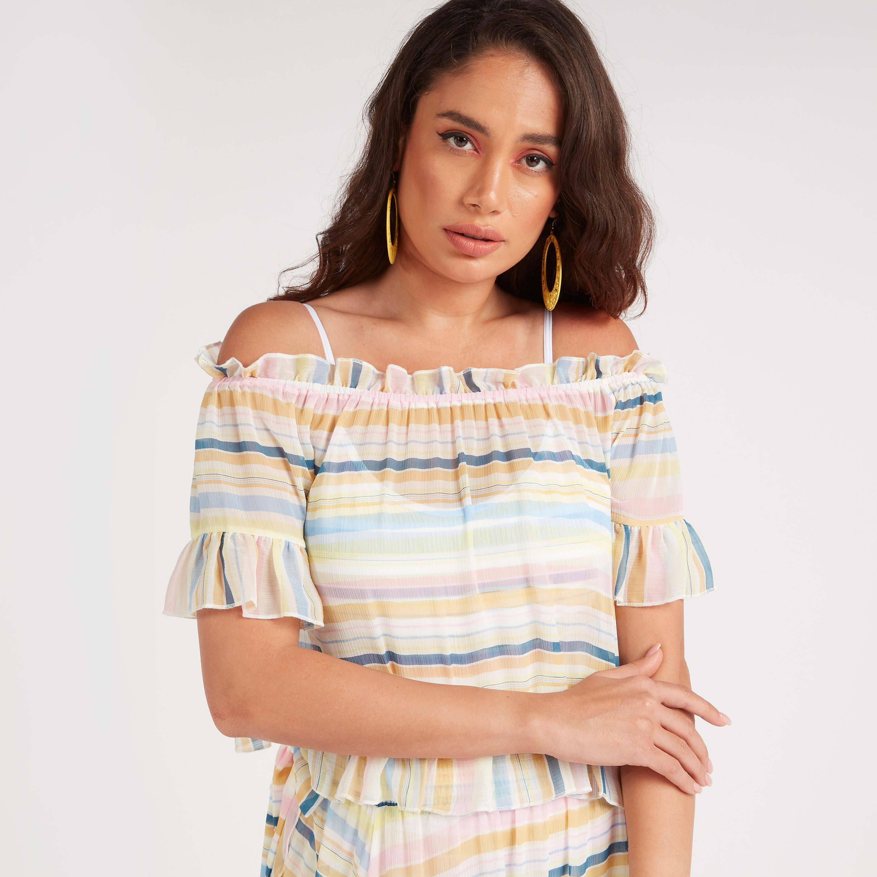 Striped Bikini Top with Ruffle Detail-women-clothing-swimandbeach-beachwear-image-7