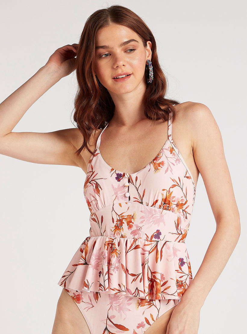 طقم سباحة بطبعات أزهار وأحزمة متقاطعة-women-clothing-swimandbeach-swimsuits-image-1